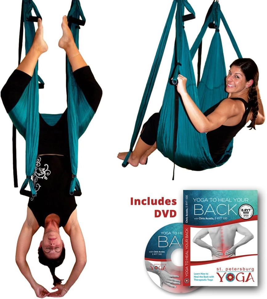 Inversion Sling - Original GravoTonics Yoga Swing (Teal) + Yoga Back DVD