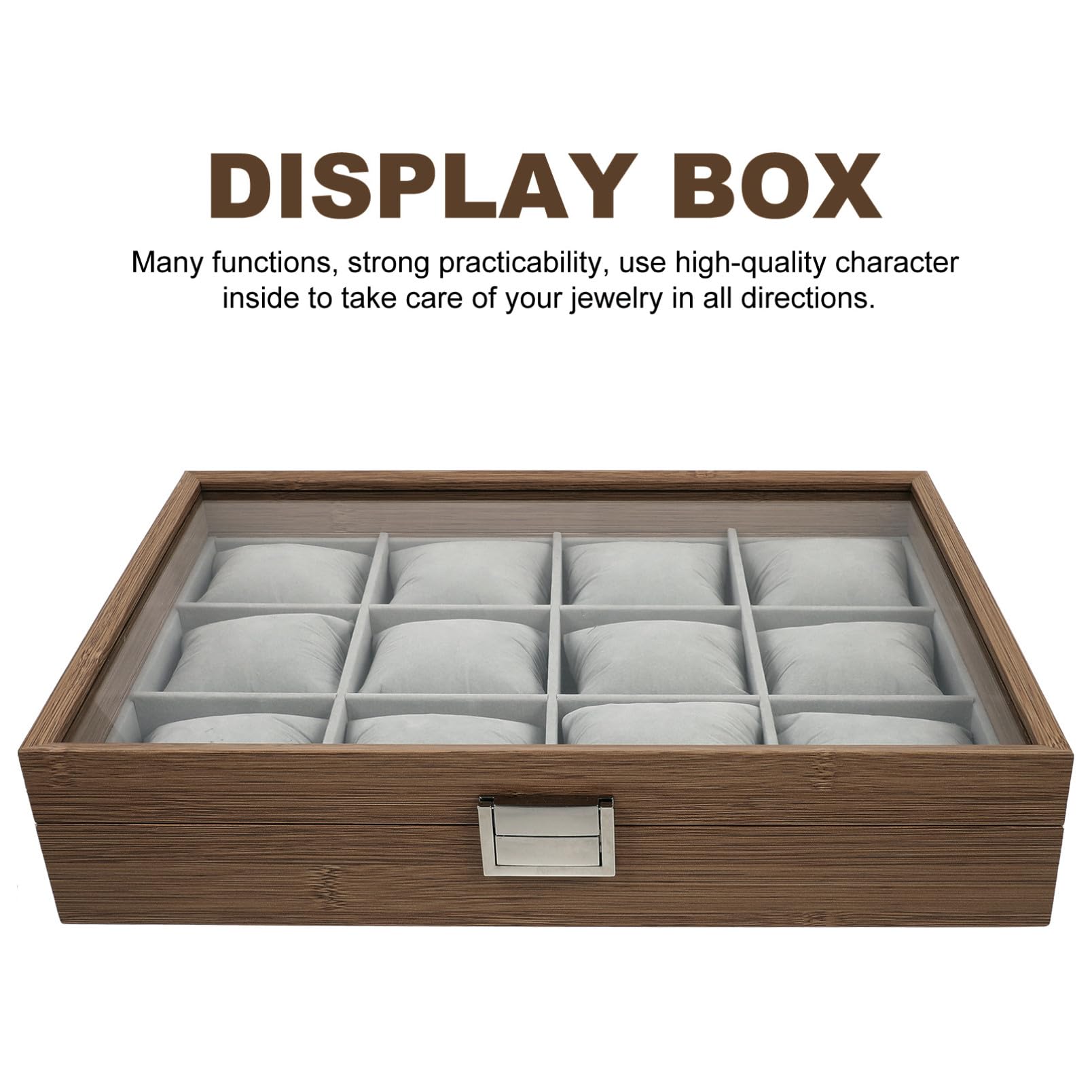 COLLBATH Scatola Porta Orologi in Legno con 12 Scomparti, Espositore | Cuscini Rimovibili Inclusi, Uso Personale e Decorazione Casa, per Anelli e Gemelli