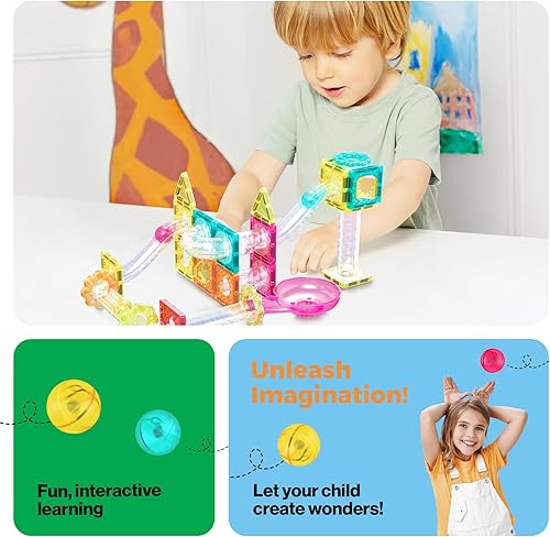 Miniatura 5 de PicassoTiles Bloque de construcción de azulejos magnéticos tamaño viaje magnético mármol run construcción juguete conjunto mini diamante mármol