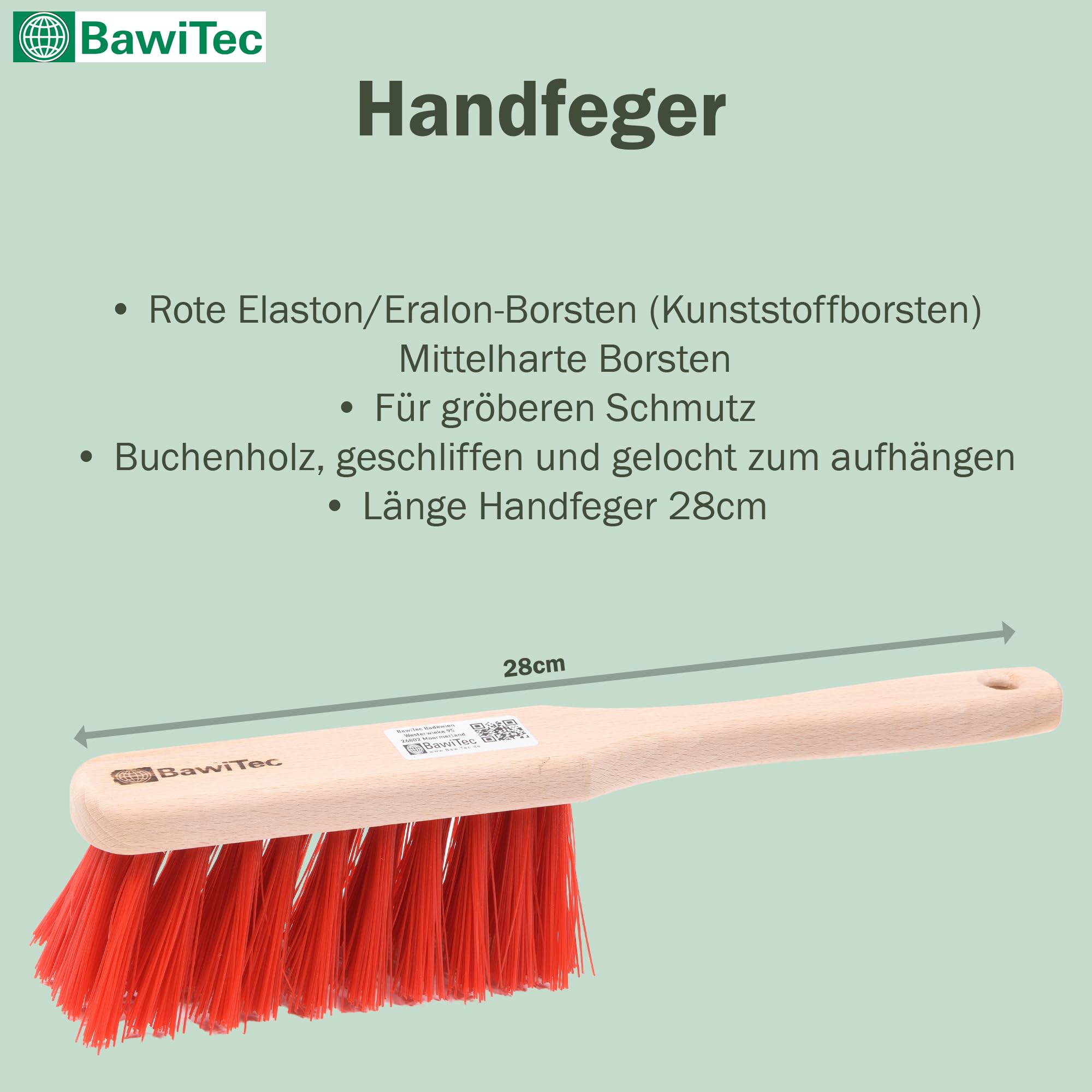 Profi Kehrset Straßenbesen Set Besen + Handfeger + Kehrschaufel für draußen | Rote Kunststoff-Borsten, Komplett-Set, Besen 50cm Breit, Inkl. Besenstiel 140cm Lang