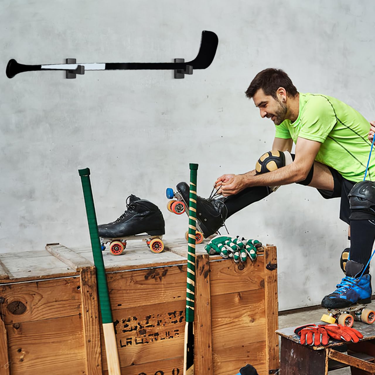 Eishockeyschlägerhalter Wandmontierter Hockeyschläger-Organizer Für Hockeyausrüstung Minimalistisches Design