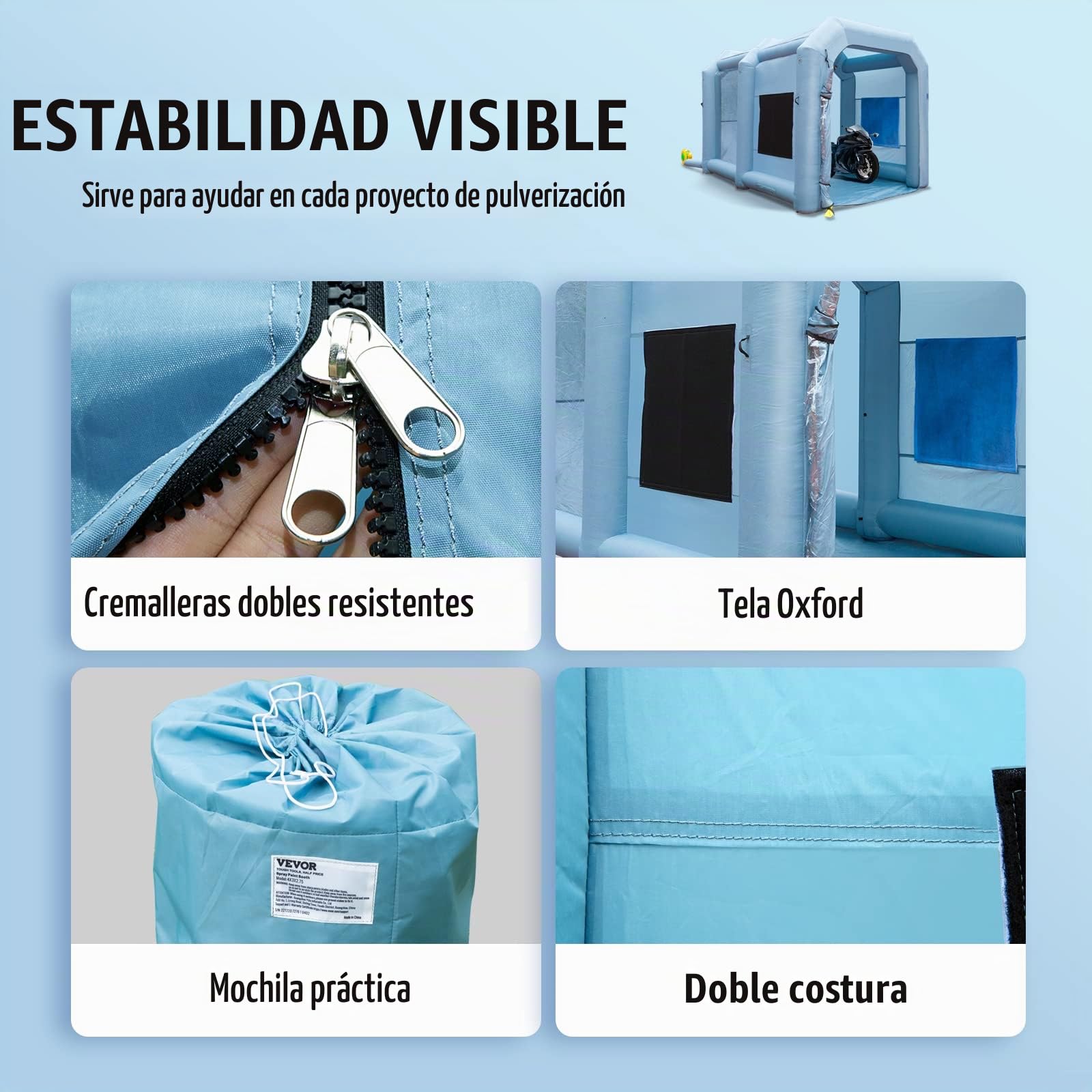 VEVOR Cabina de Pintura Inflable 4 x 2,95 x 2,75 m Carpa Hinchable de Pintura de Coches en Oxford 210D con Sistema de Filtración Sopladores 900 W Estación de Trabajo de Pintura Taller de Garaje