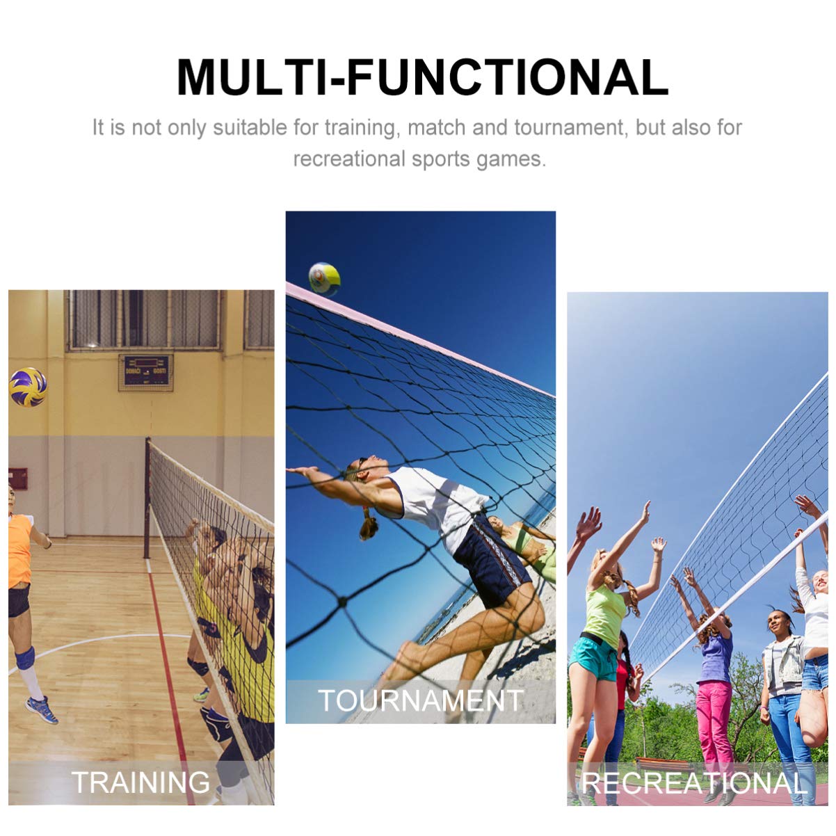 Volleyballnetz Standard Ersatznetz aus Pe, Schwarz, 1 Stück