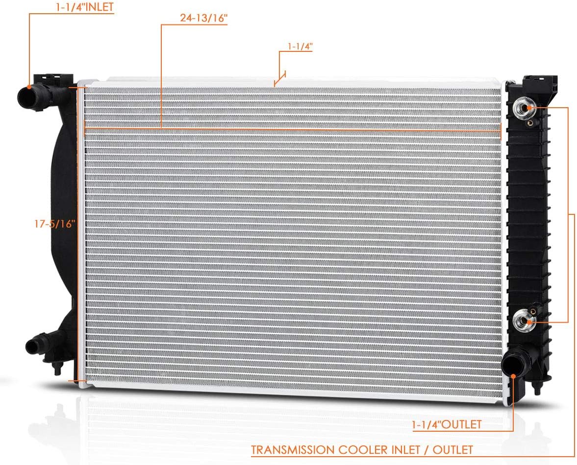 DPI-2590 Aluminum Core Radiator Compatible with Audi A4/A6 Quattro 3.0/3.2 AT/MT 02-08