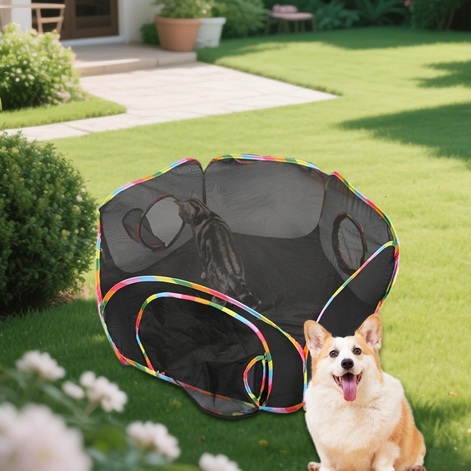 Casa De Juego Exterior para Gatos con Enrejado | Carpa Exterior para Mascotas Y Animales,Parque Espacioso De Juego Seguro para Ejercicio Y Diversión De Mascotas