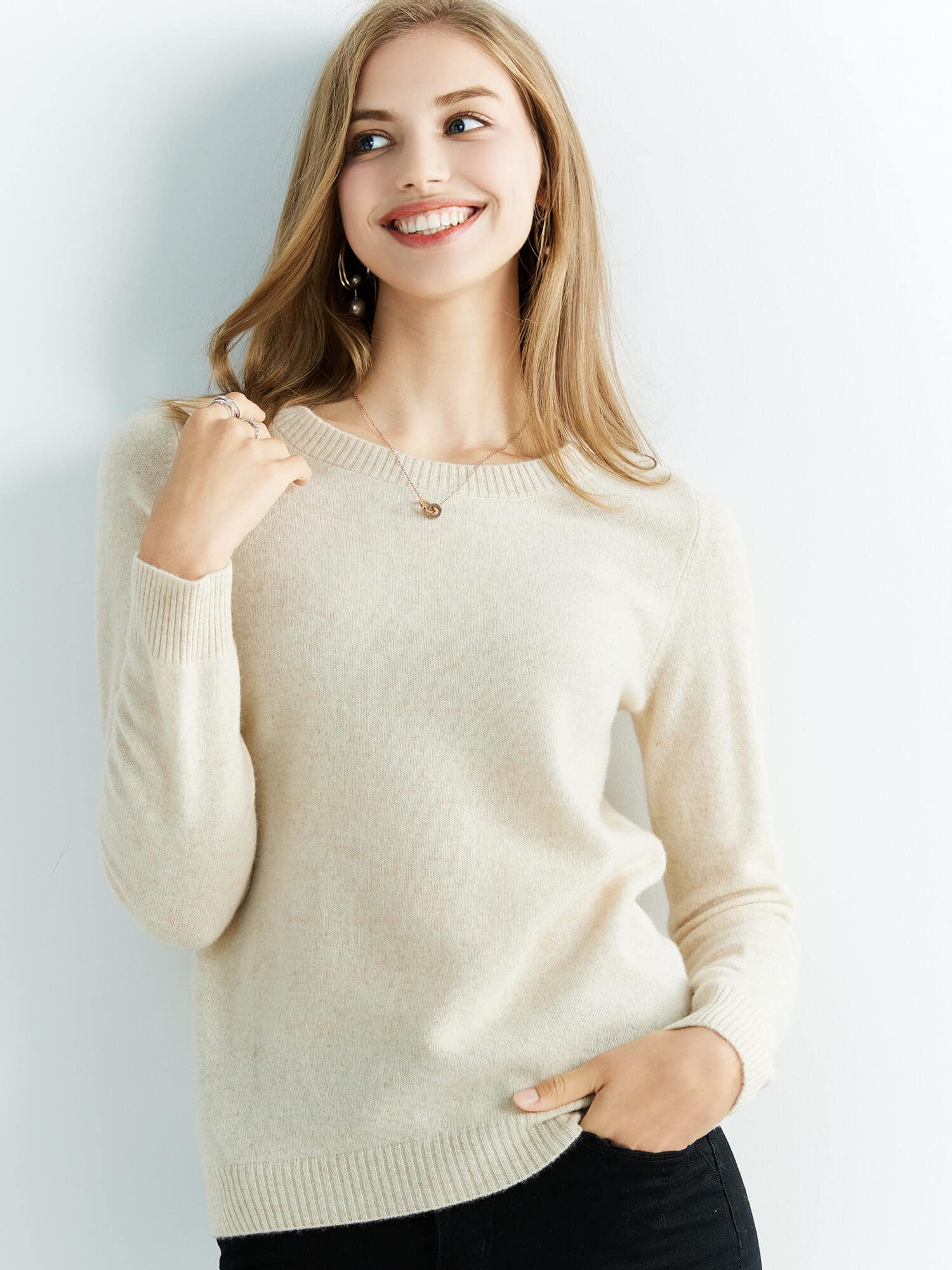 Chanyarn Damen 100% Merinowolle Pullover Rundhals 2024 Herbst Winter Warmer Weicher Leichter Langarm Strickpullover