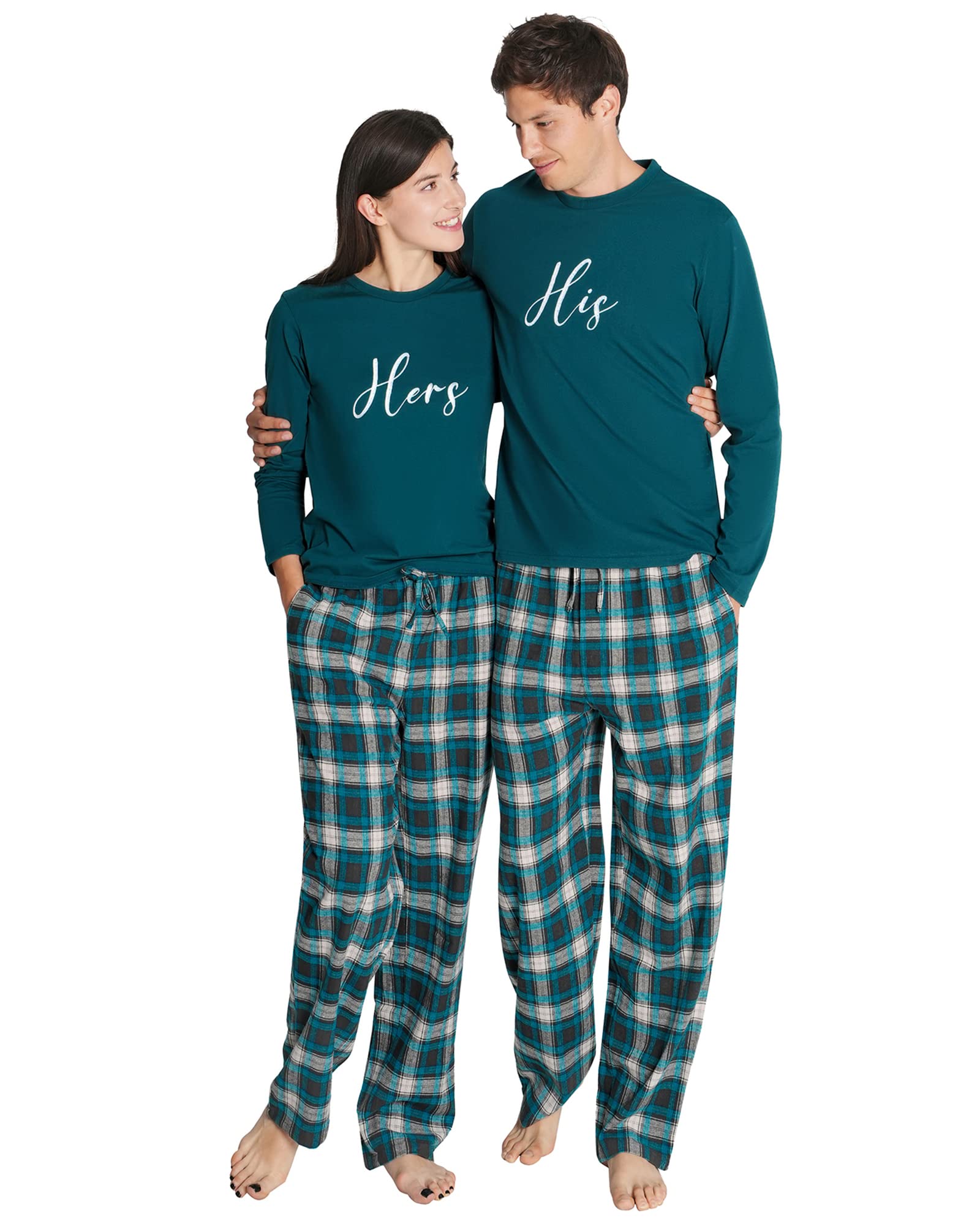 Aw Bridal4pcs Matching Christmas Pajamas For Couples Cotton Plaid