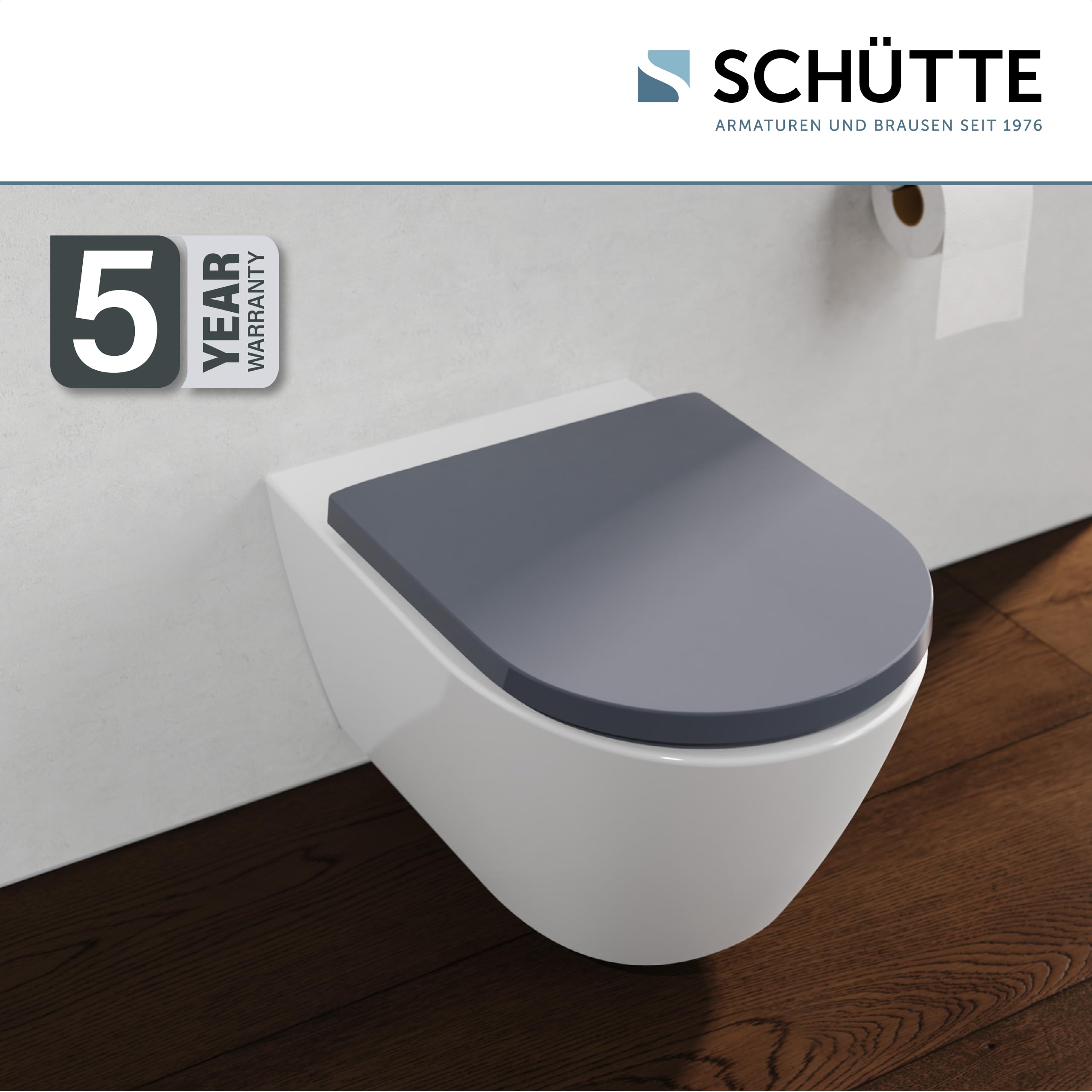 Sedile WC a forma di D con abbassamento automatico | Coperchio rimovibile in Duroplast infrangibile | Montaggio innovativo fai da te con cuscinetti adesivi | Coperchio WC e occhiali portata fino a 200