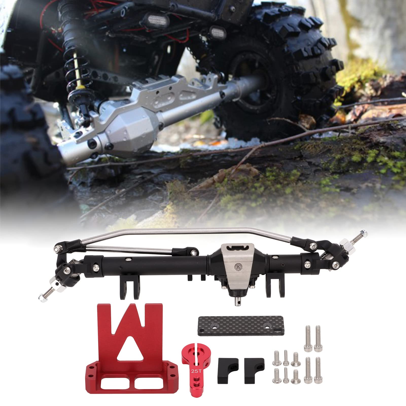 Eje Delantero para Coche RC 1/10, Pieza de Aleación de Aluminio, | Diseño en forma de diamante, mecanizado CNC, relación de transmisión mejorada, material de alta resistencia