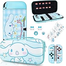 DLseego Case for Switch, Hard Shell Carry Bag, Case and Protection Kits, Holds 12 Cards, Bag with Soft Case for Switch and Grip Caps Caps, Cloudy Dog