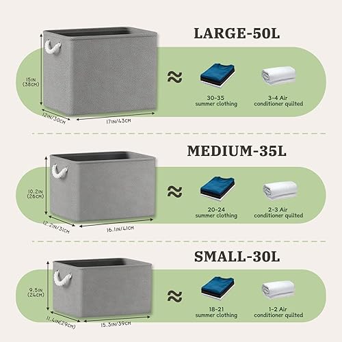 Miniatura 7 de KITCSTI - Cestas de almacenamiento extra grandes rectangulares de 17 x 12 x 15 pulgadas cestas de almacenamiento para organizar la tela organizador