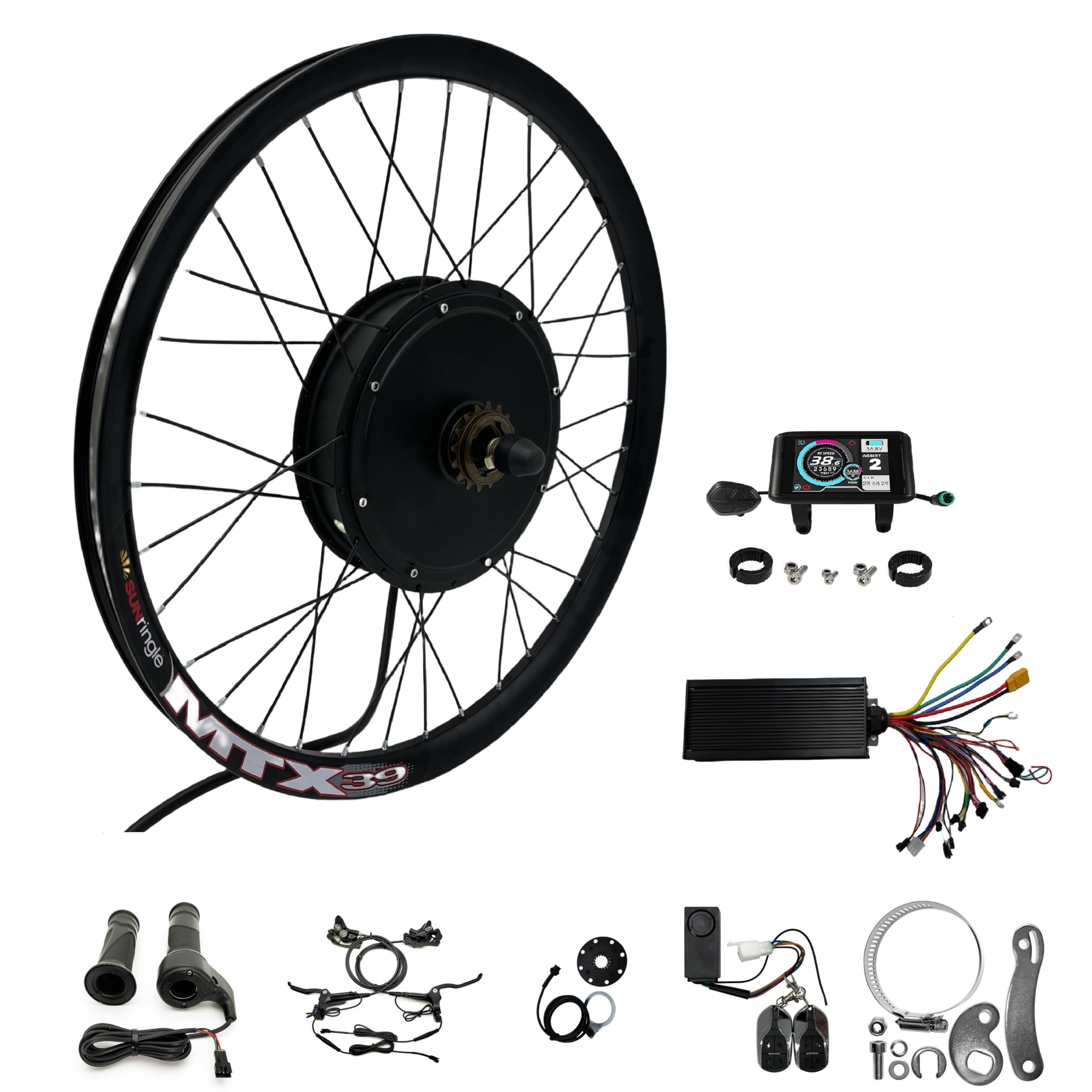 72V 3000W 24"/26"/27.5"/29" MTX39 Rear Wheel Ebike Conversion Kit
