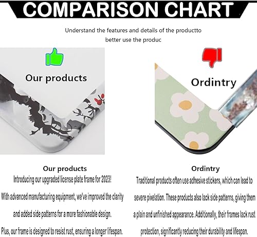 Miniatura 5 de Marcos para placa de matrícula con diseño de flor de cerezo en acuarela, paquete de 2 marcos de placa de automóvil de Sakura japonés, cubiertas de