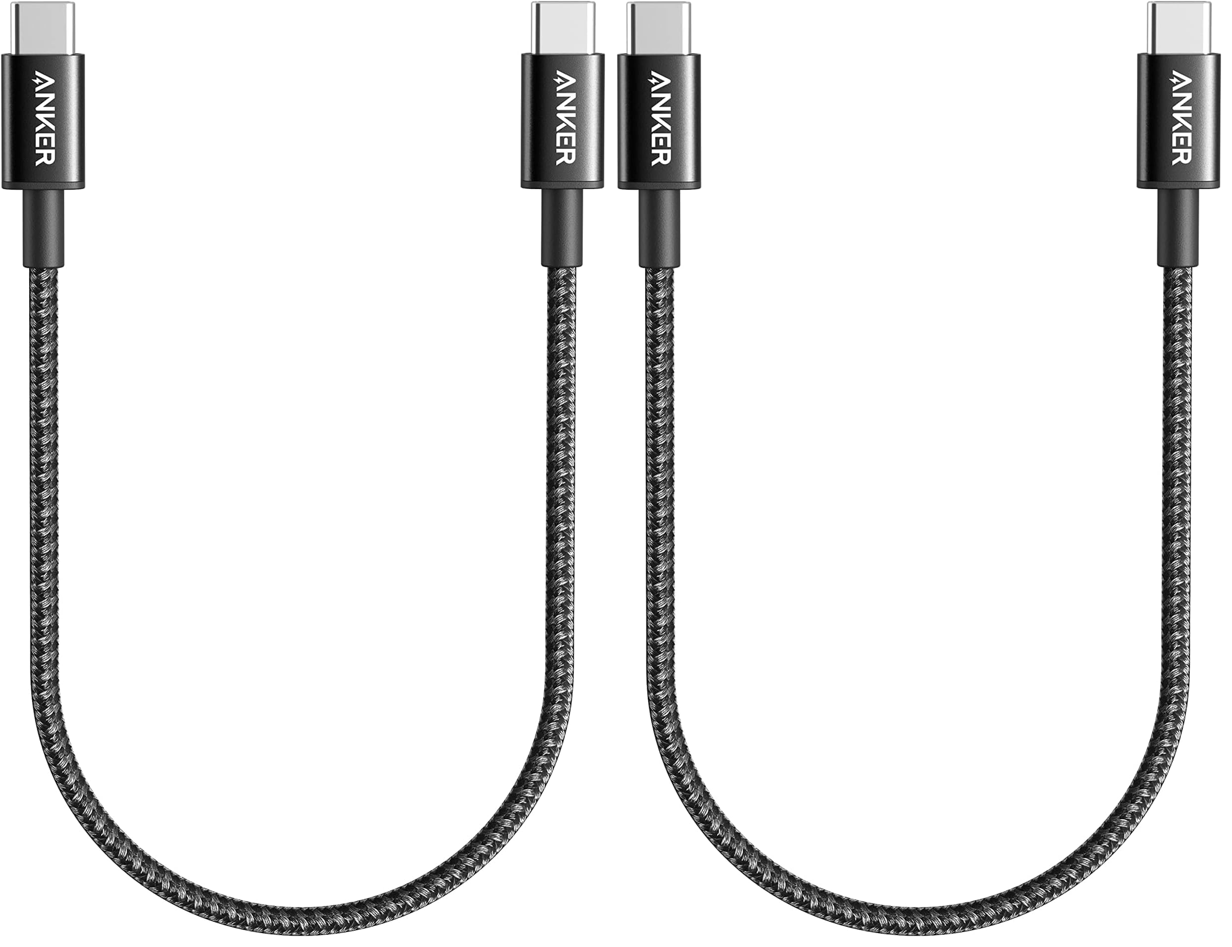 Anker USB C to USB C Cable, Type-C 60W Fast Charging Cable (1FT, 2Pack) for iPhone 17 Series, iPad mini 6 and More (Black) (Pack of 2)