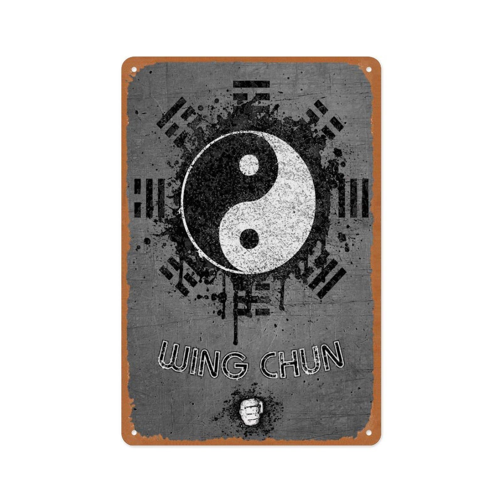 peiyeety Metal Sign - Martial Arts Wing Chun Yin Yang - 8 X 12 Vintage Look Tin Plate