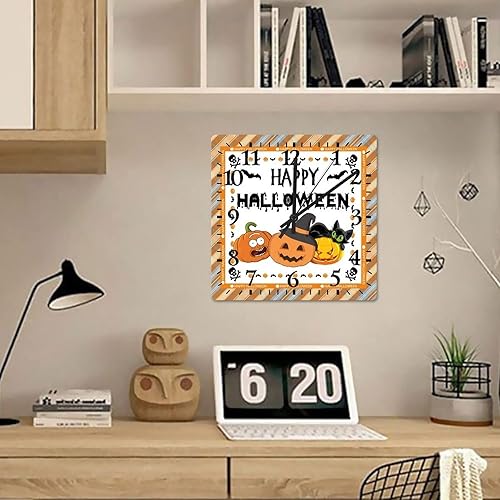 Miniatura 4 de Reloj de pared medieval con diseño de calabaza y araña de 15 pulgadas, decoración de Halloween, decoración del hogar, reloj de pared con movimiento