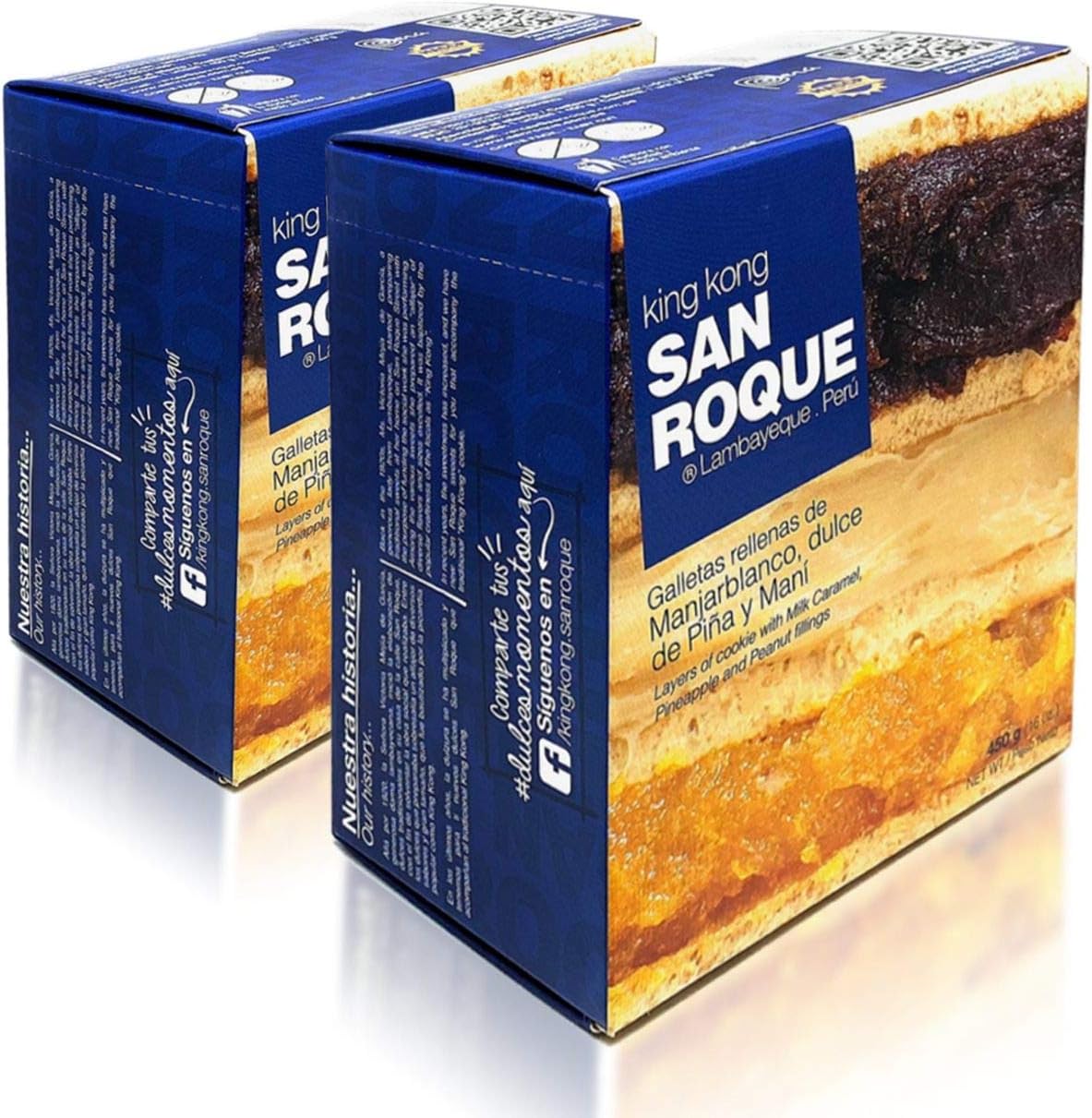 King Kong San Roque Relleno de Manjarblanco, Piรฑa y Mani 16oz 2 Pack