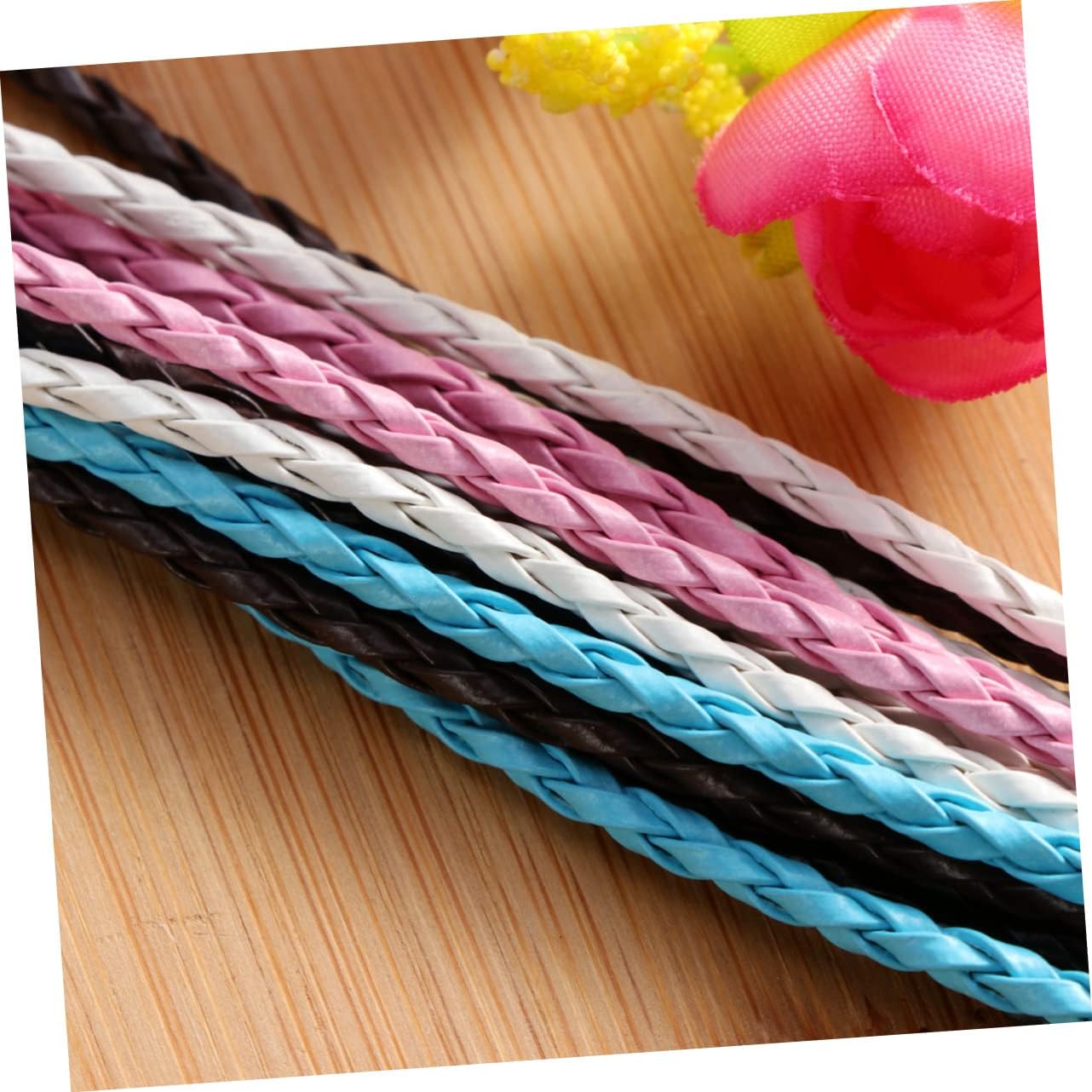 BESPORTBLE 50pcs Leather Bracelet Making Cord Braided Pu String for DIY Jewelry Metal Lobster Claw Clasp Craft