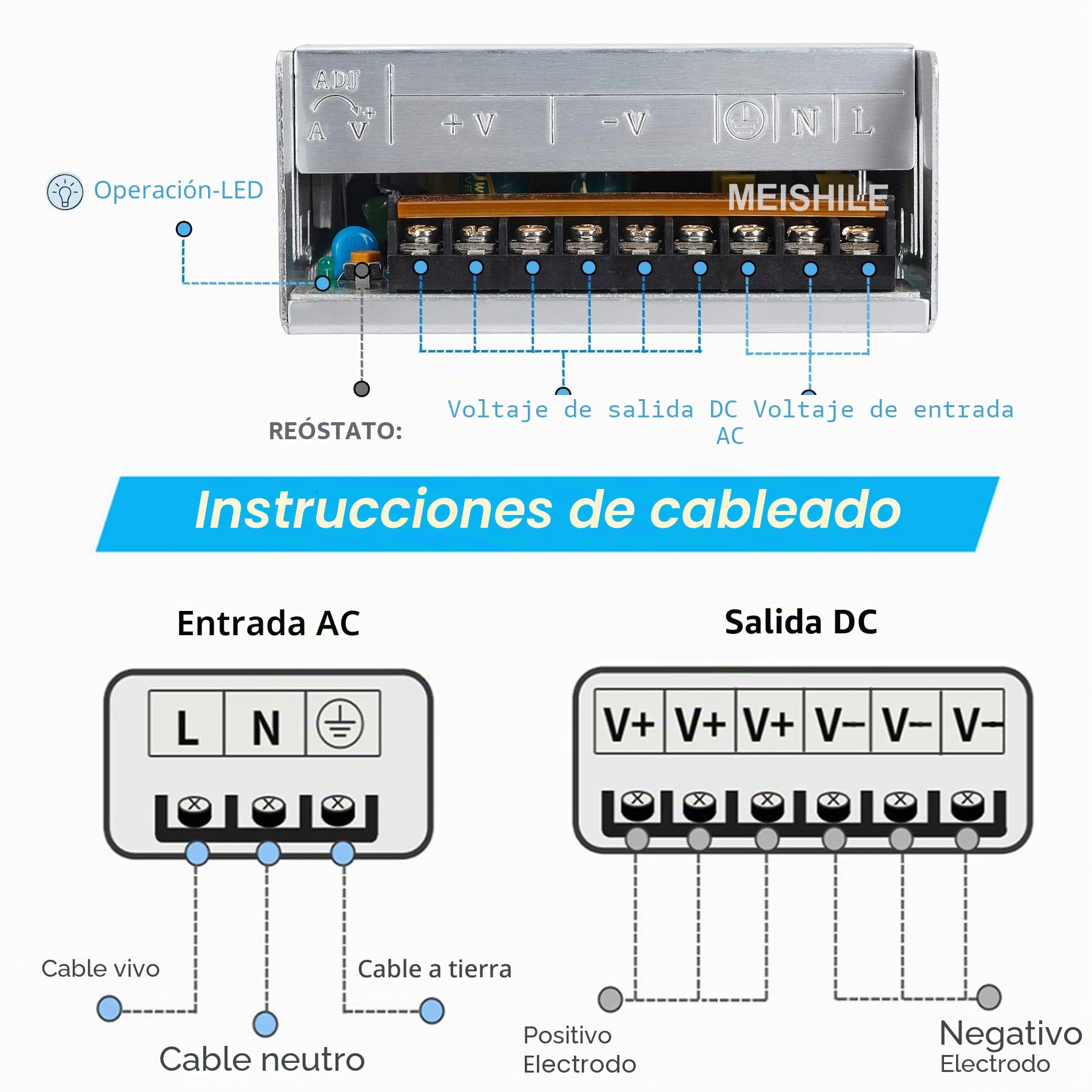DC 12V 50A 600W LED Fuente de alimentación de conducción Fuente de alimentación conmutada Fuente de alimentación industrial Equipo de monitor Transformador de motor 110/220V CA a CC 12V 600 vatios