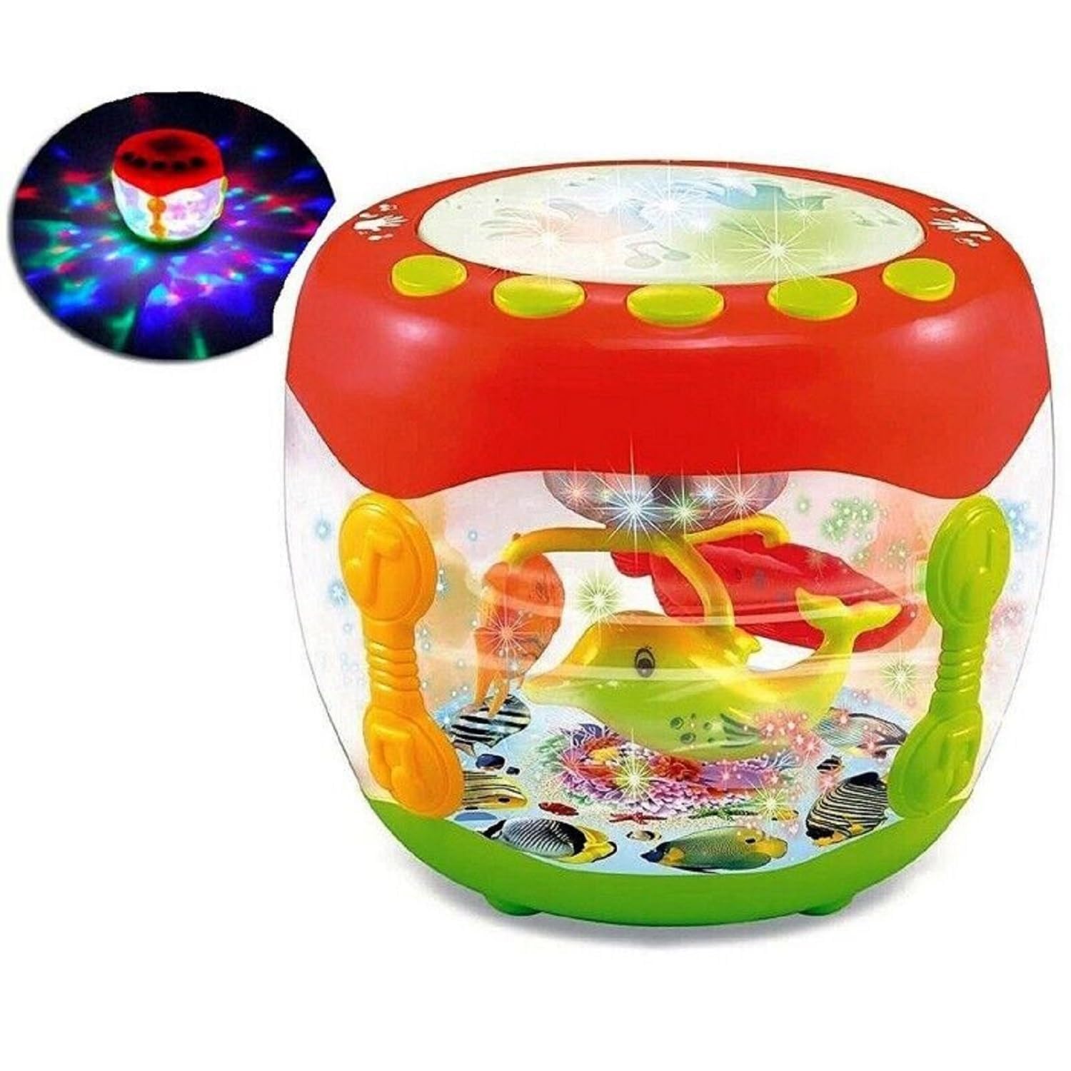 TIUDTOY Music Flash Battery Operated Drum Rotating Lamp Light with Musical Instrument Sounds Toy for Kid 2