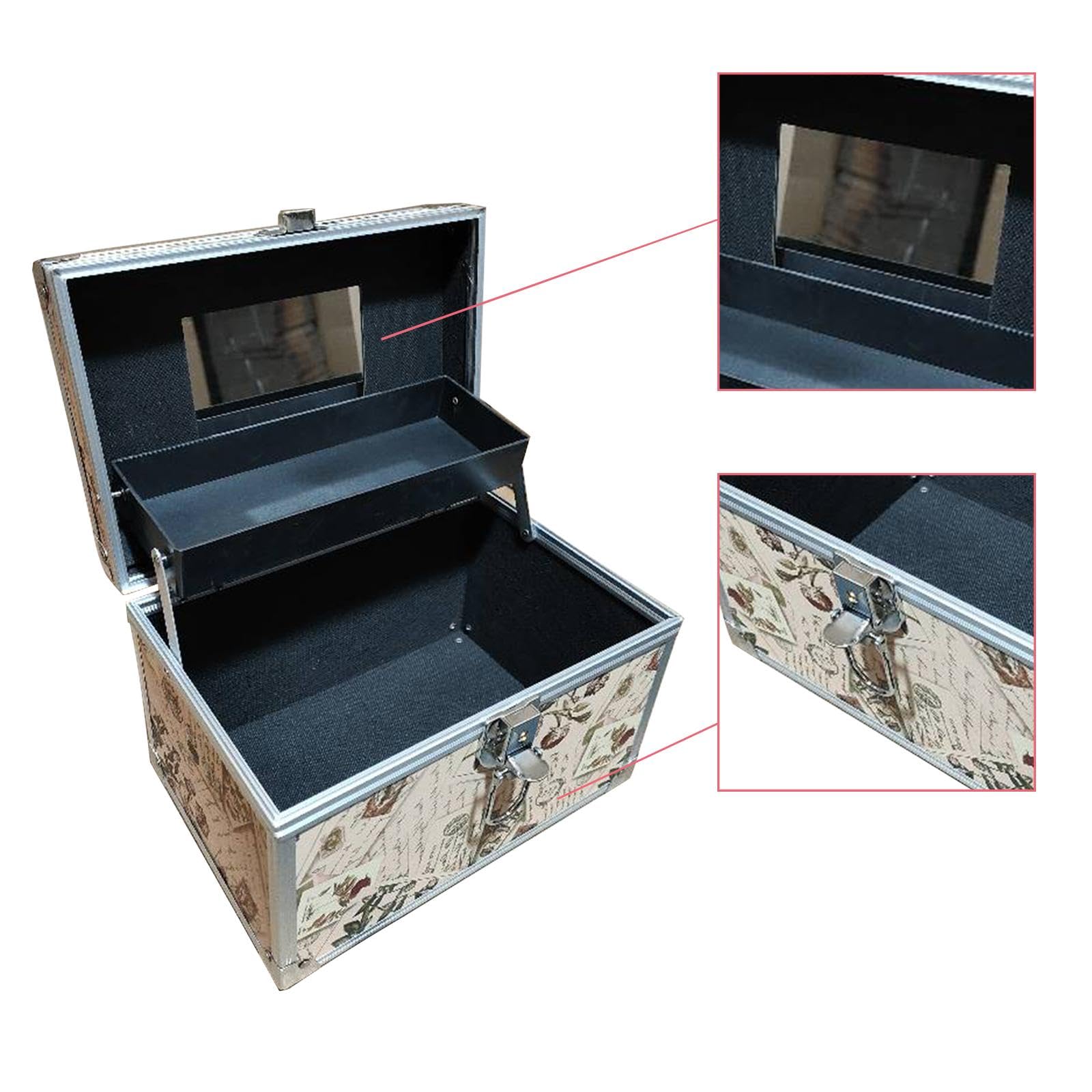 Tragbarer Beauty Organizer mit Spiegel, Reise Make Up Tasche für Damen, S-Umschlag