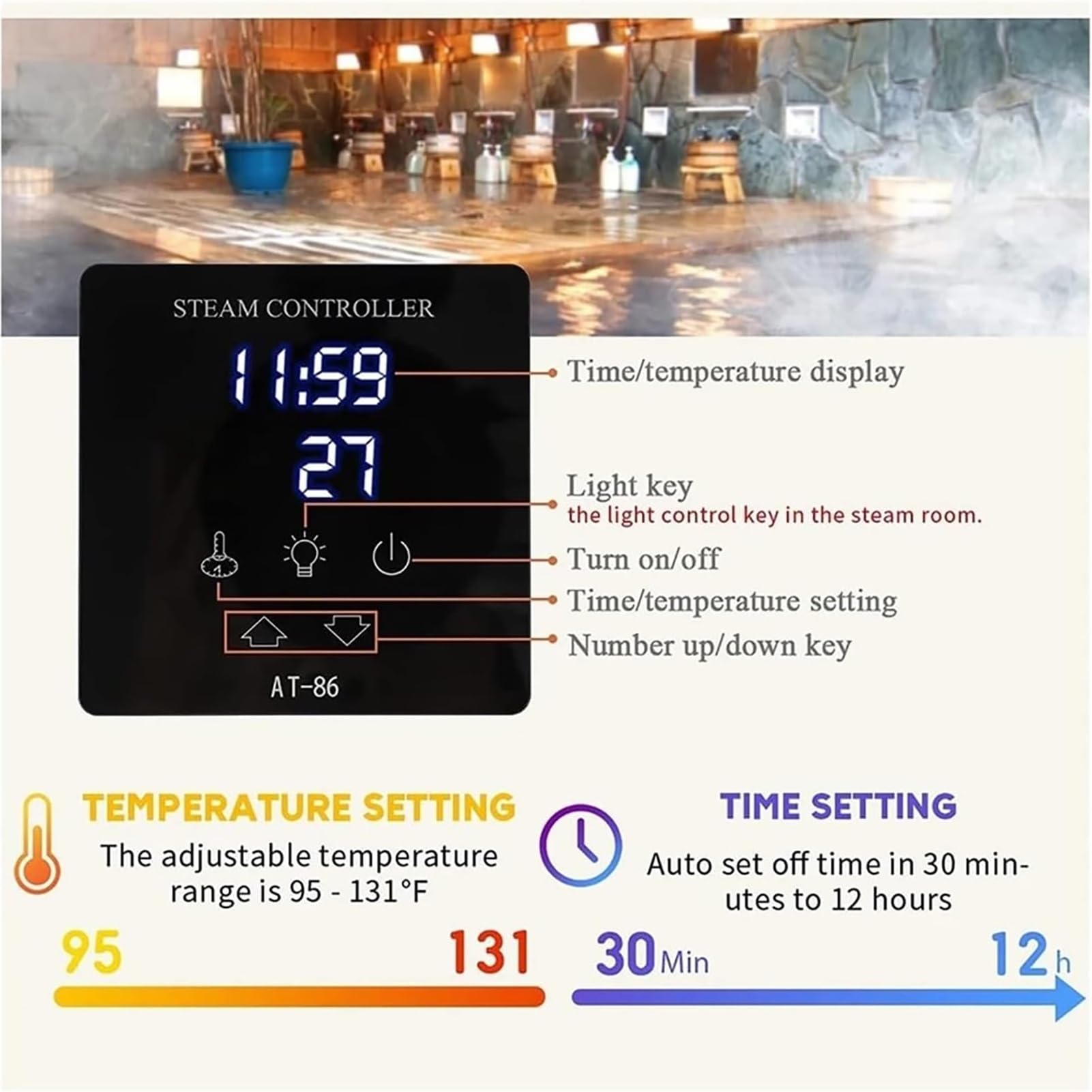 Generatore di bagno a vapore, 7KW in acciaio inox Sauna Steamer, Rifornimento idrico automatico Apparecchiature per sauna domestica per riscaldamento e doccia