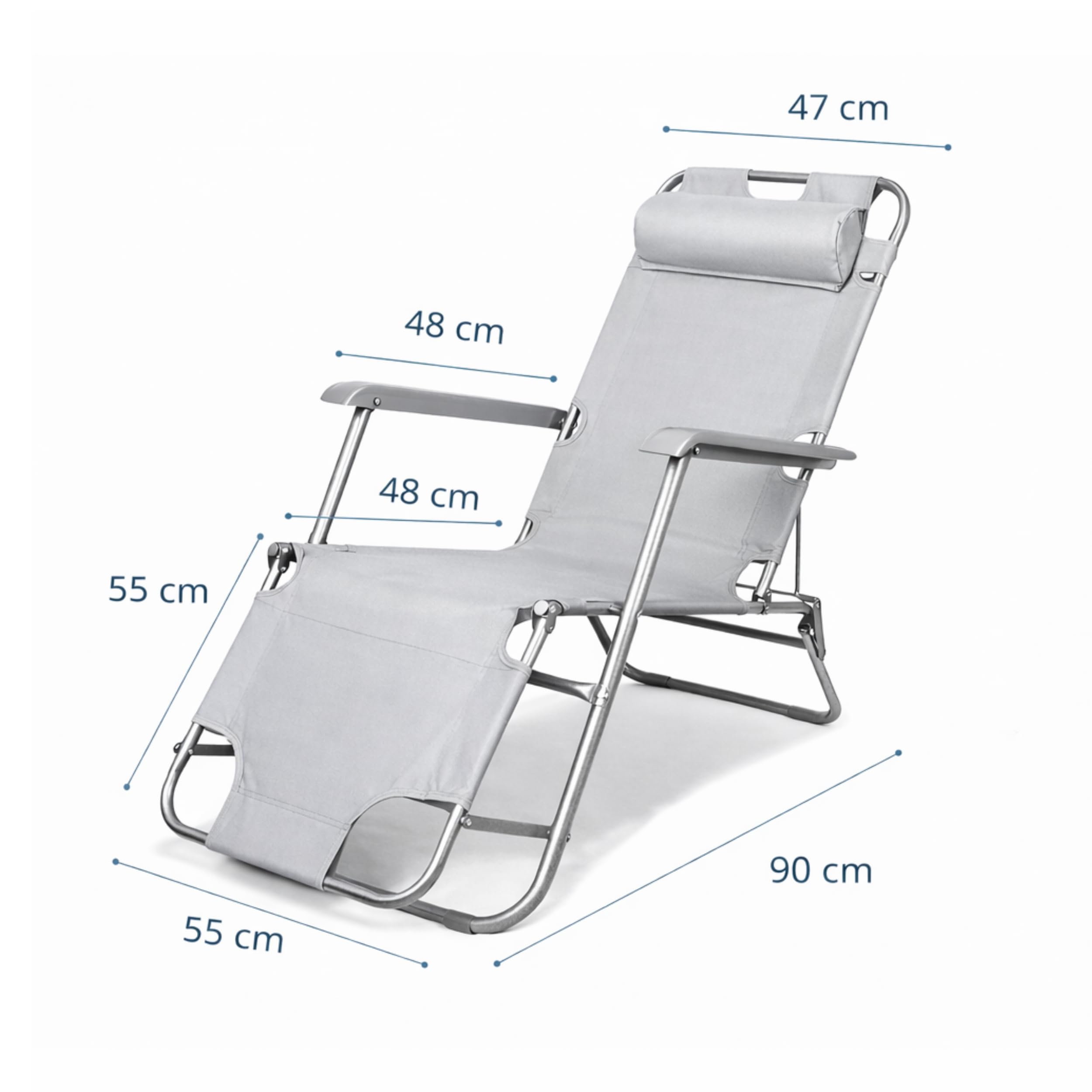 Deccart leicht Grau | Gartenliege Liegestuhl garten klappbare Sonnenliege klappbar Sonnenliegen Gartenliegen Sun lounger Liege für Balkon und
