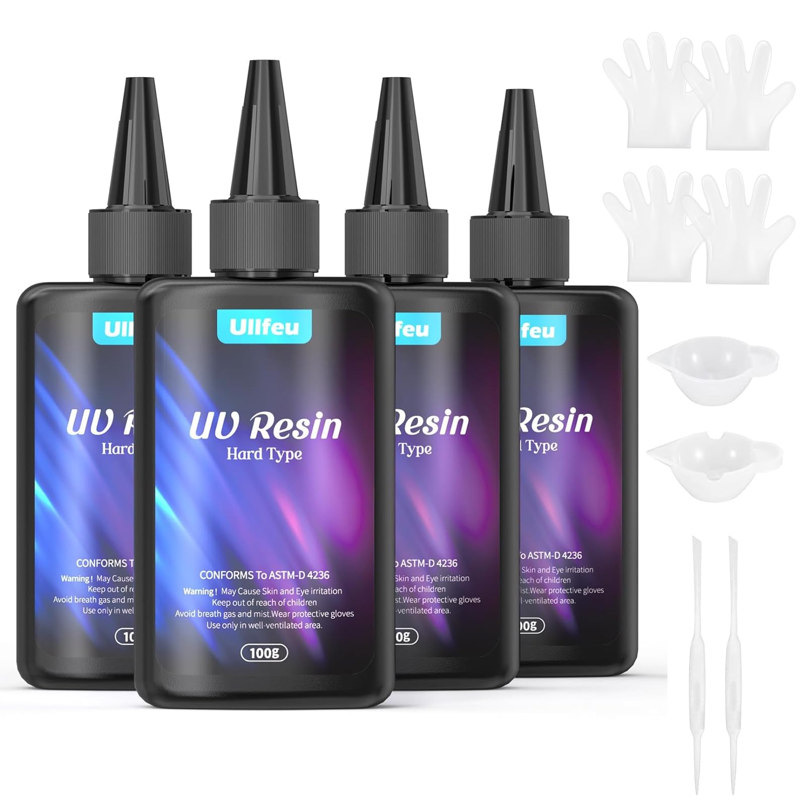 Resina cristalina UV de 400 g de resina de curado rápido para bisutería, manualidades, decoración, pegamento UV brillante, tipo duro, resina mixta, resina epoxi sin olor UV