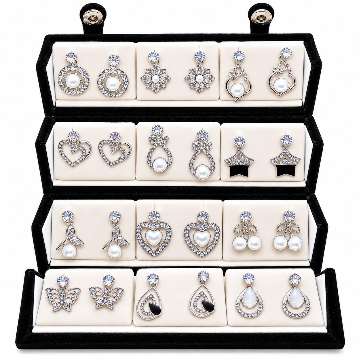Maalgodam 12 Pairs Earrings Set, White - Image 1
