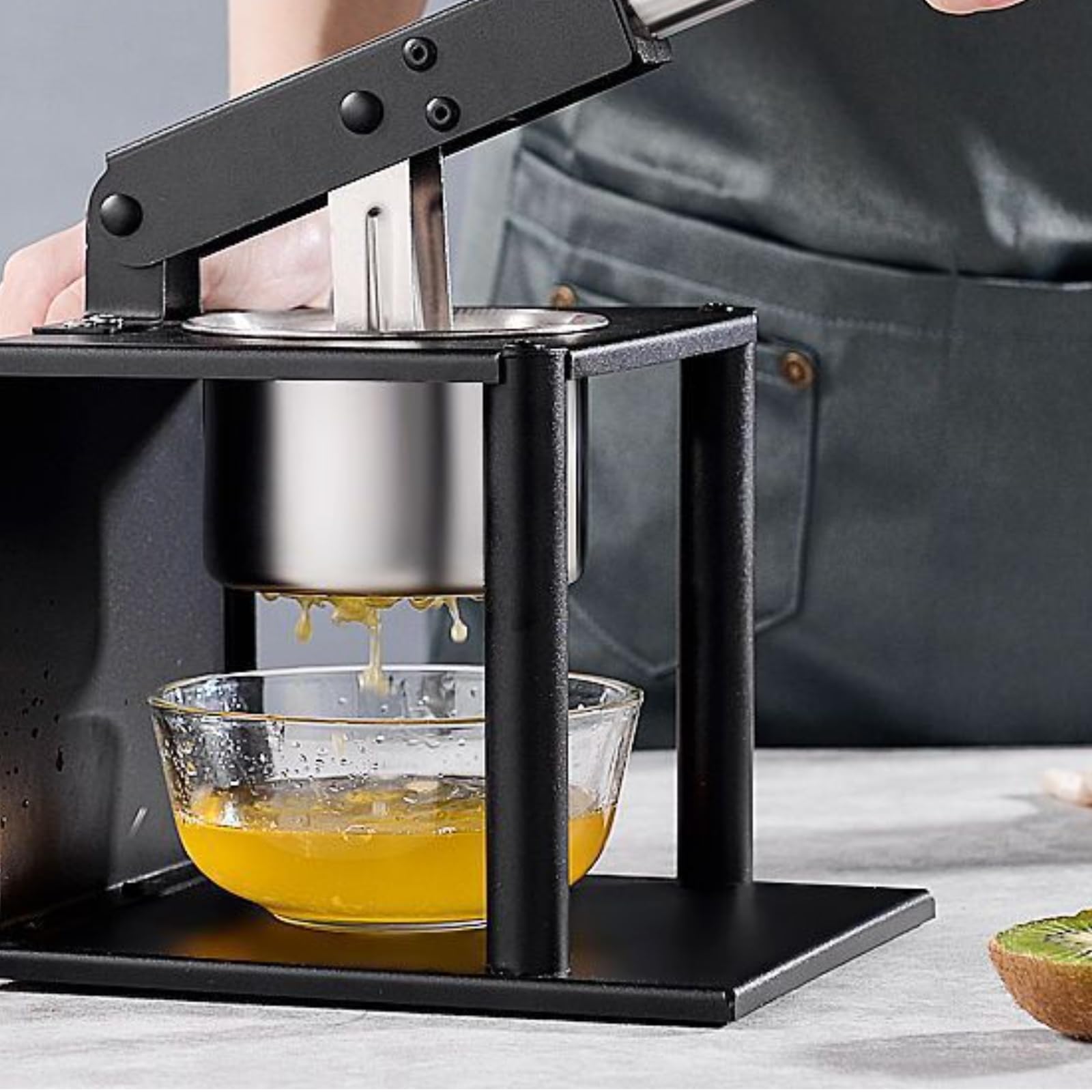 Amagogo Manuel Extracteur Jus Citron Presse Fruit Inoxydable Levier Mécanique Structure Ouverte Socle pour Bol Compact 18x16x18cm Adapté à Comptoir Cuisine Petit Restaurant Food Truck