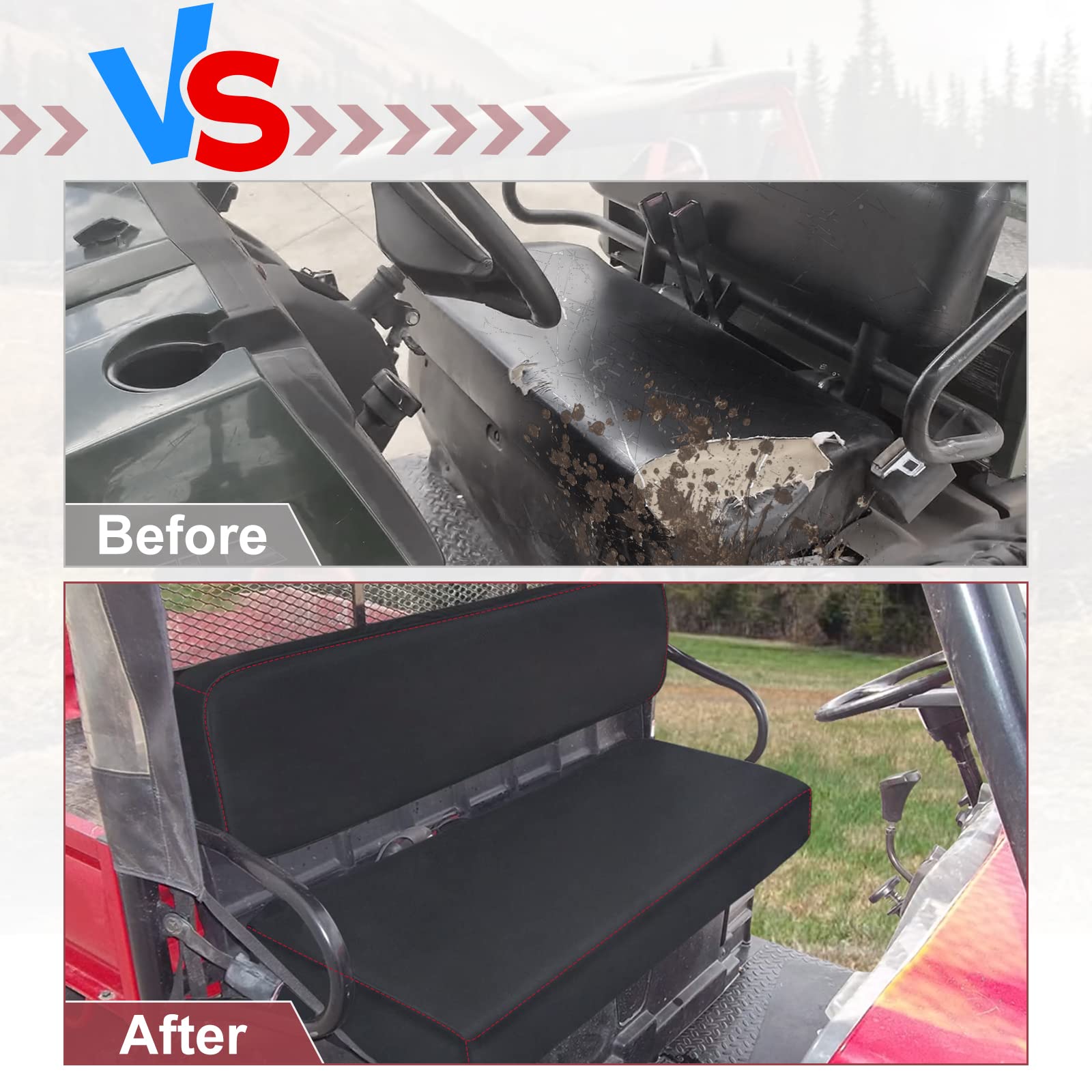 BORDAN UTV pokrowce na siedzenie, wodoodporne, na każdą pogodę, zestaw pokrowców na siedzenia do Kawasaki Mule 2001-2022 4000 4010 3000 3010 3020