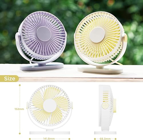 Miniatura 7 de Ventilador de escritorio USB, mini ventilador de techo con gancho, ventilador colgante silencioso, ajustable, 3 velocidades de engranajes,