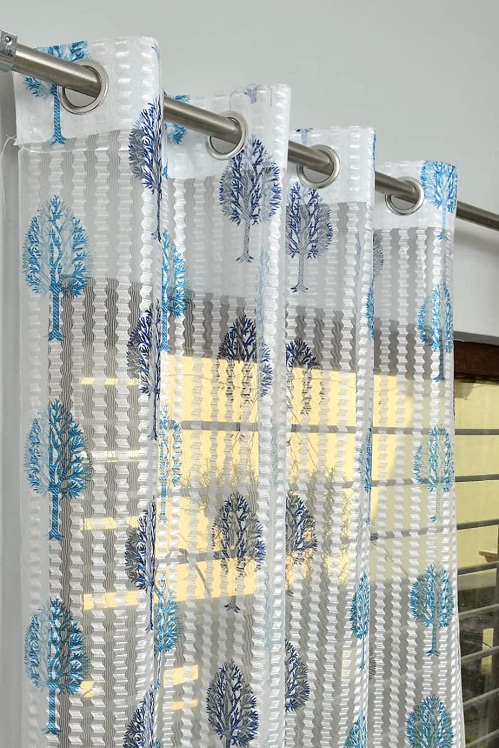 Soulful CreationsTissue Curtain with pleasant printing for home and offices. (pack of 1 pcs, BLUE, 9 feet)