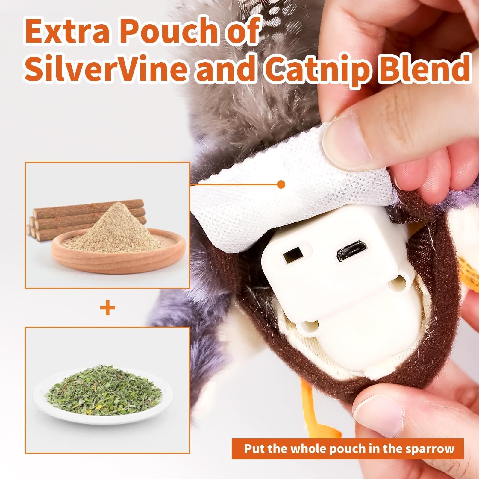 Juguete para gatos y pájaros, aleteando, gorrión, chirping, juguetes interactivos recargables para gatos, juguetes para gatos de interior