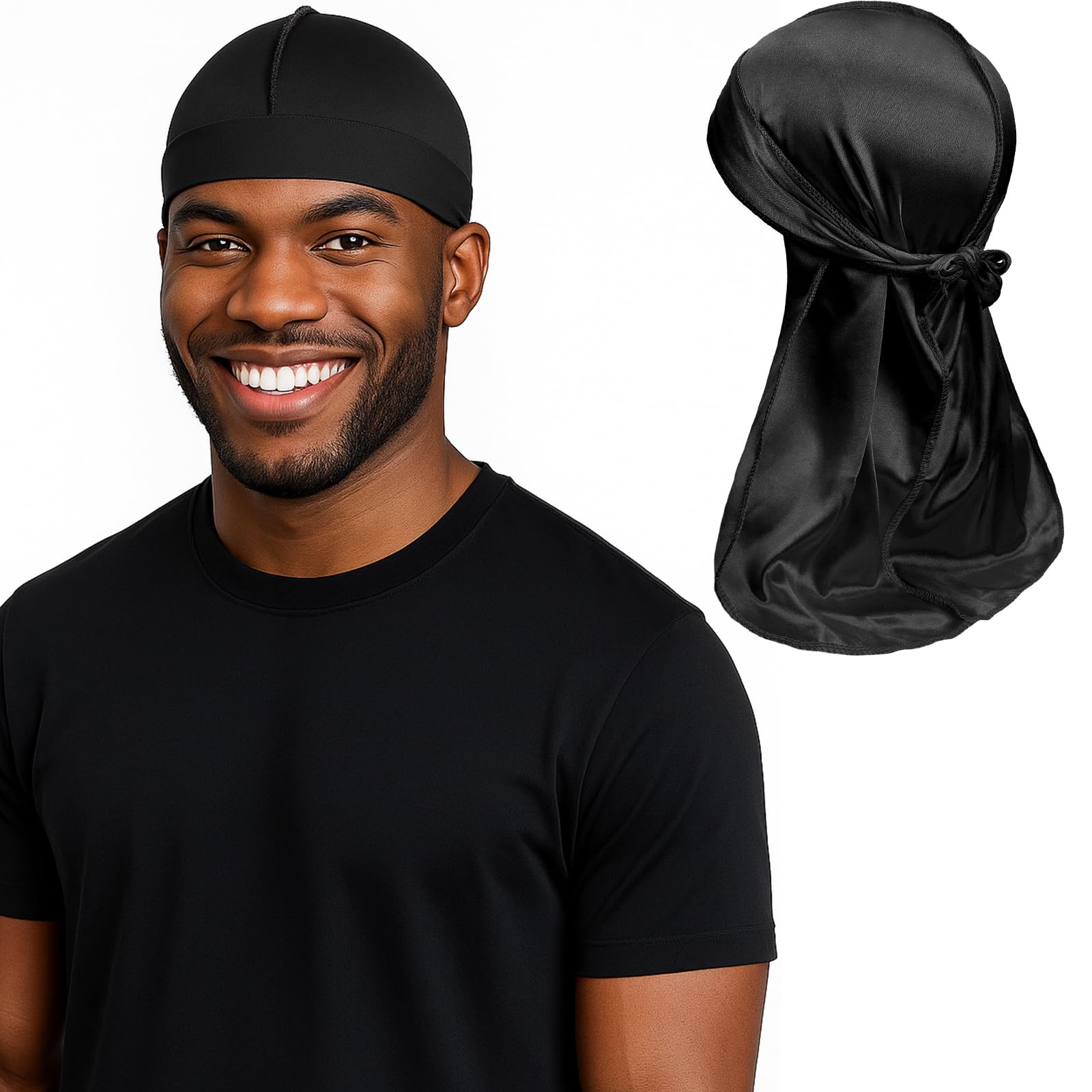 Adjustable Wave Cap Durag Pack Premium Elastic Stocking Cap Doorag for 360 540 720 Wave