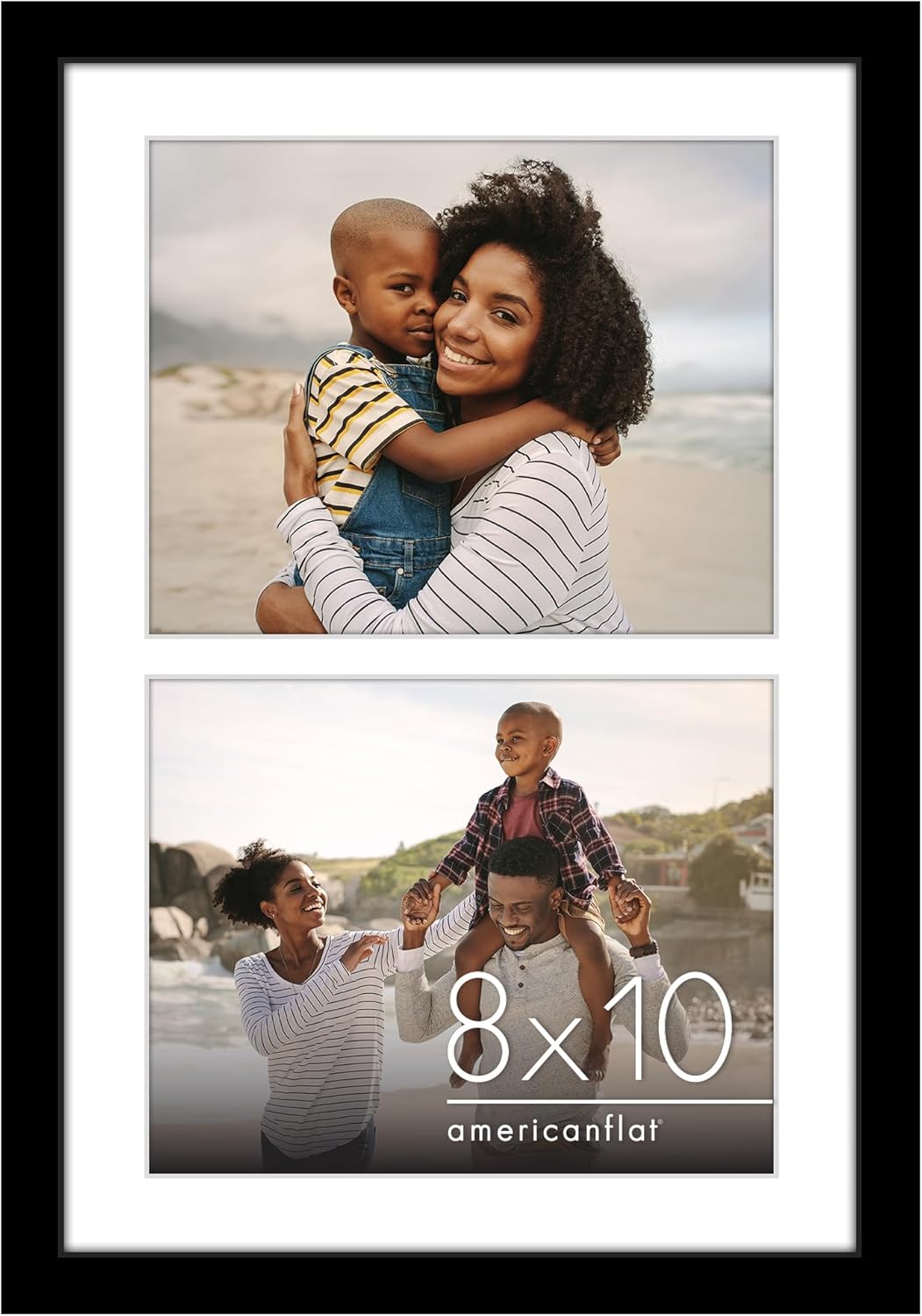 Americanflat 8x10 Double Picture Frame with Shatter-Resistant Glass - Fits Two 8x10 Photos or use as One 12x18 Poster Frame - Signature Collection - Collage Frames for Wall Display - Black 12X18 Black