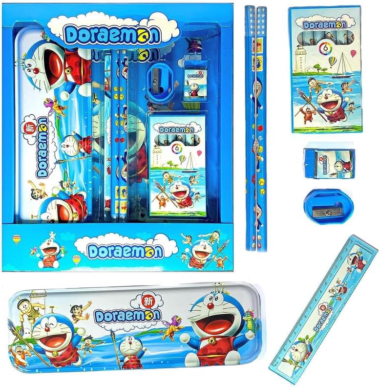 Doremon Ruler UNIQVERSE School Supplies Stationery Kit with 1 Pencil Box Case 2 ...