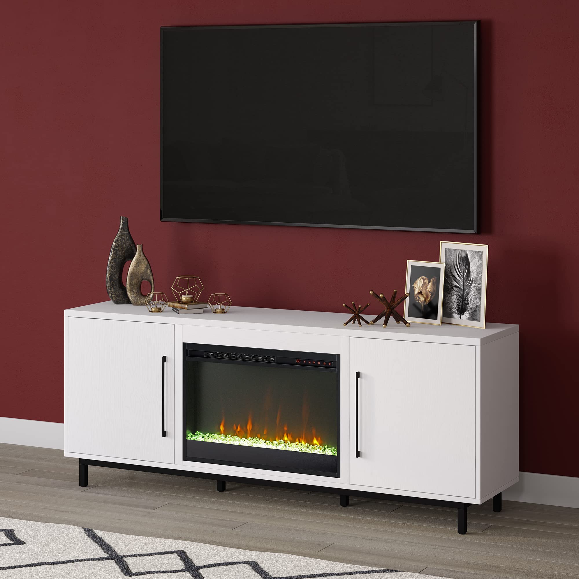 Henn&Hart Tillman Rectangular TV Stand for TV's up to 80 in, 68 Wide, White