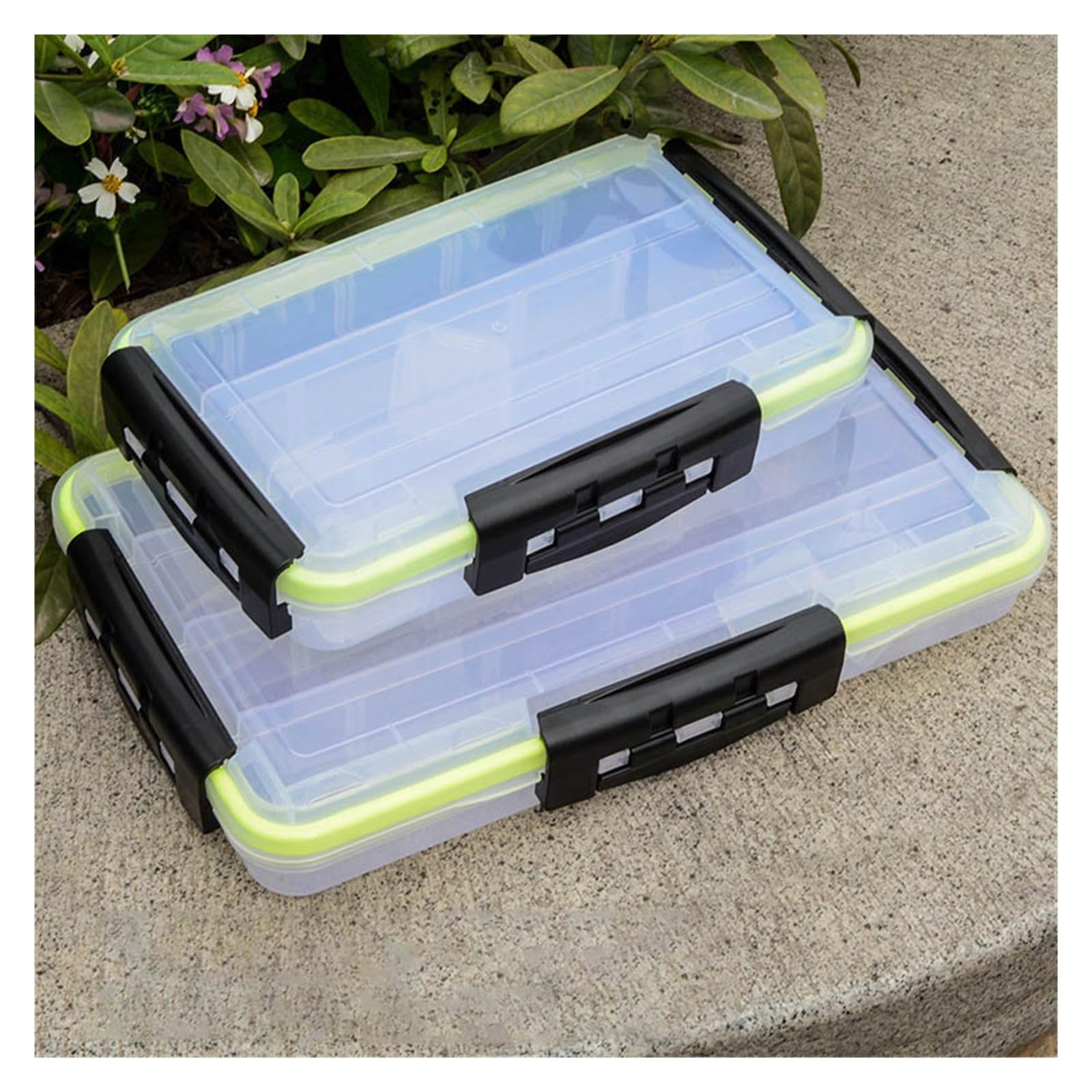 RAHBI Angelgerät-Box, wasserdichte Kunststoff-Köderbox, hochfeste Angelgerät-Zubehör-Aufbewahrungsbox, Hakenbox Leisurely (Color : Black 27 * 17 * 5mm)