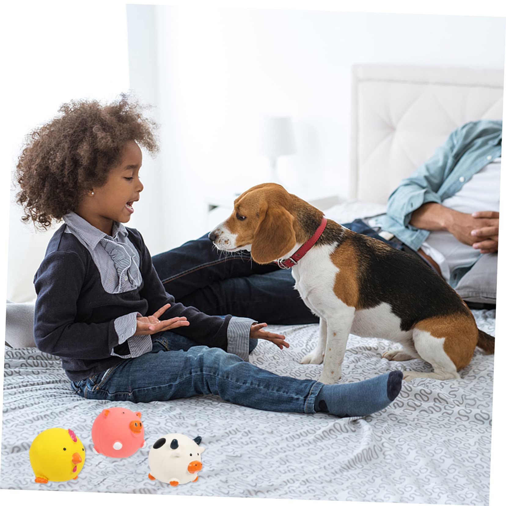 INOOMP 9stücke Teiliges Interaktives Latex Spielzeugset Für Hunde Quietschende Tierfiguren Schwein Huhn Kuh Kauspielzeug Zahnpflege Und Spielspaß Für Haustiere