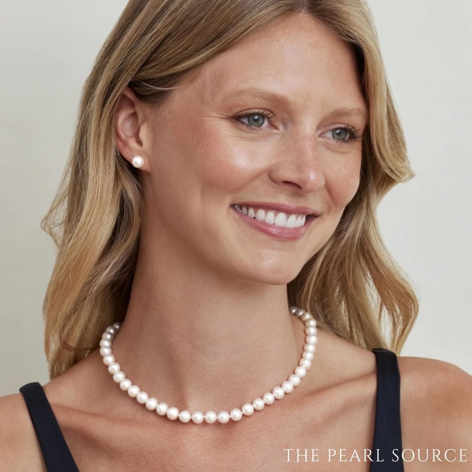 The Pearl Source 14K Gold AAAA Quality White Freshwater Cultured Pearl Necklace for Women in 24" Matinee Length
