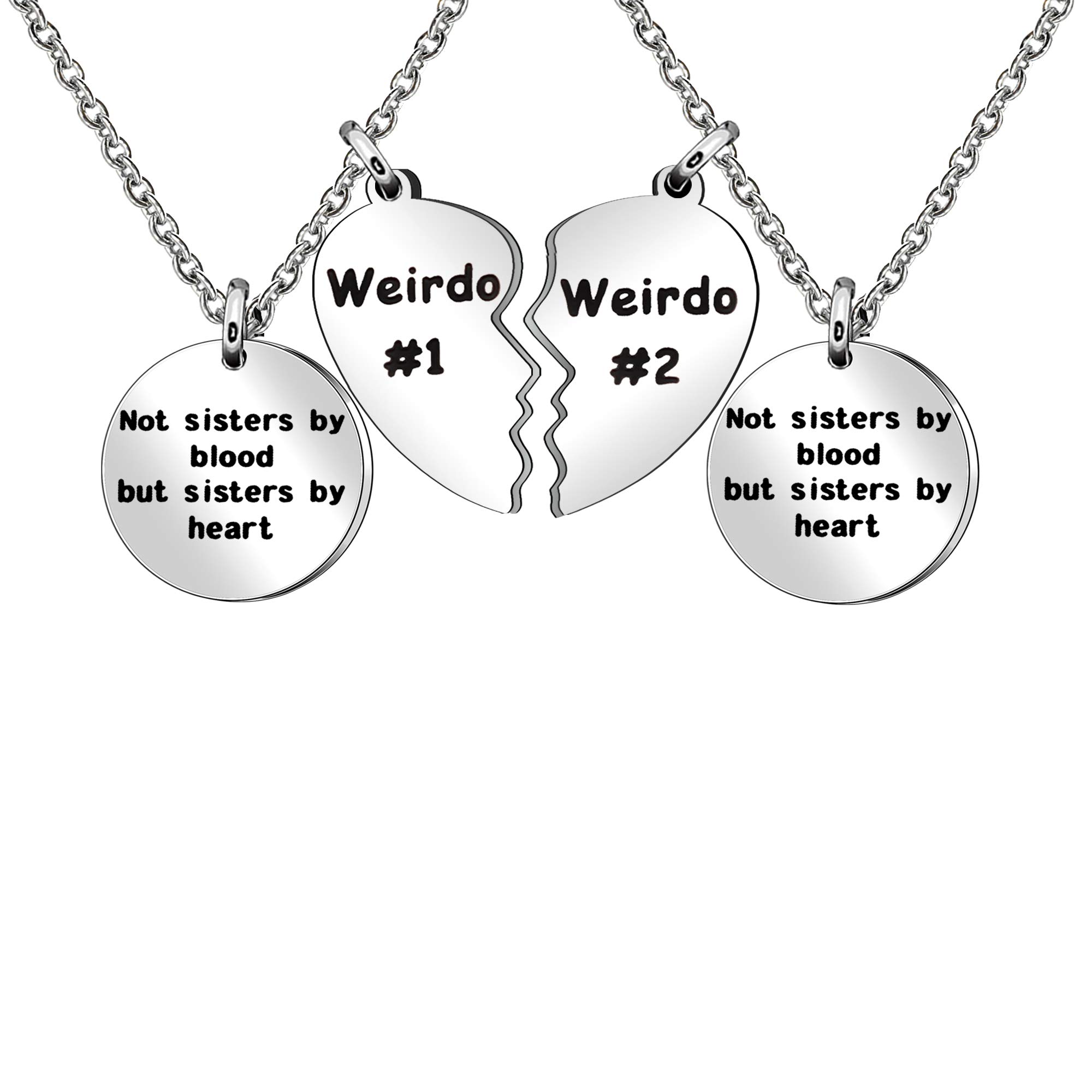 Best Friends Necklace Gift,2pcs Heart Pendant Adjustable Long Necklace"Side by side or miles apart best friends are always close at heart"Friendship