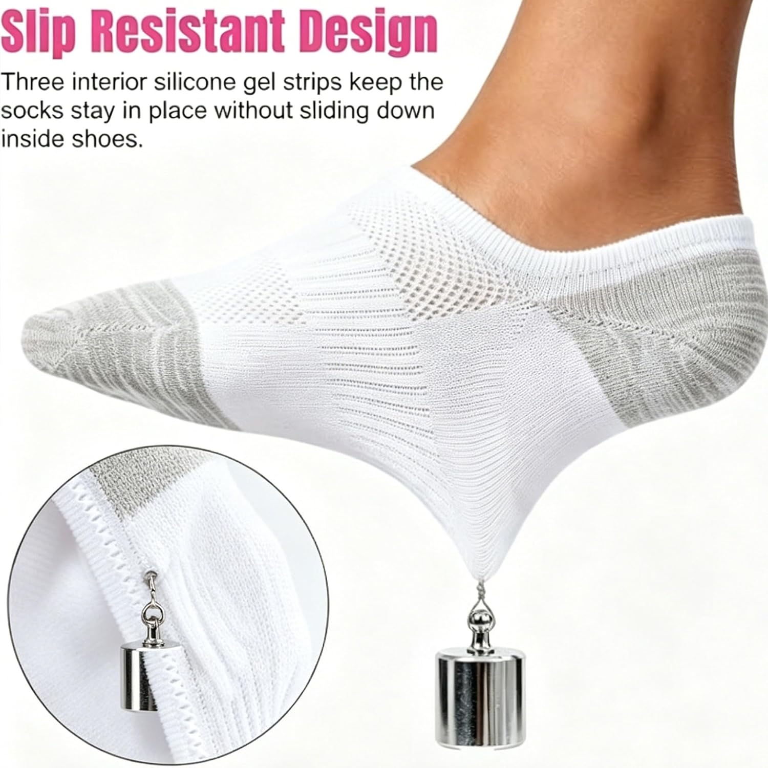 Loucey 12-18 Packs No Show Socks Invisible Socks Men Women Cushioned Low Cut Ankle Sock for Running Gym Hiking (6-9 Pairs)