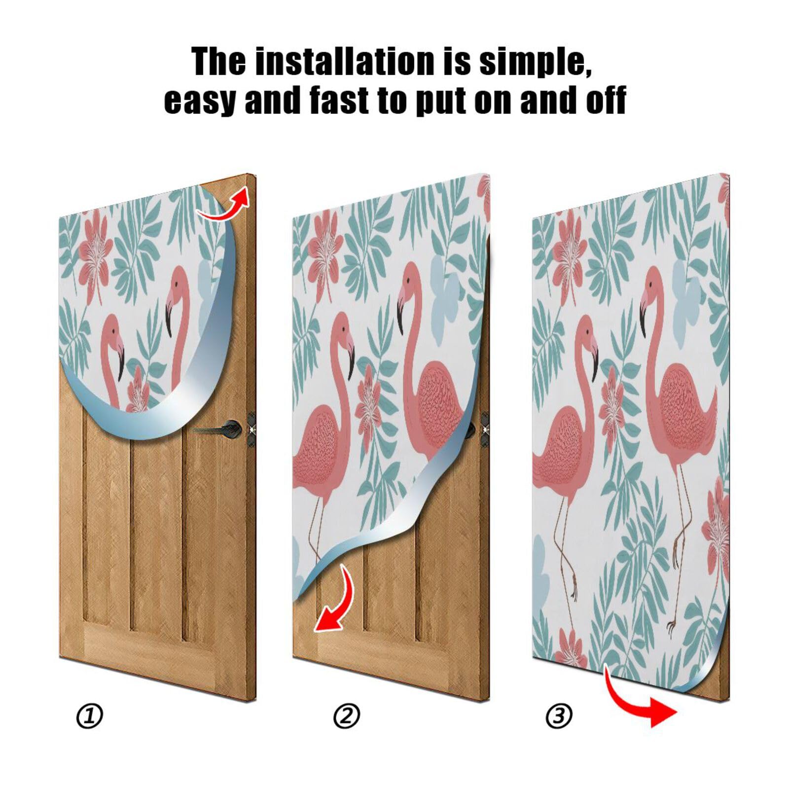 FLildon Tropical Flamingos Door Cover Decoration, Party Accessory Porch Decor for Festive Ornament Room Door Covers 32 x 79 Inch