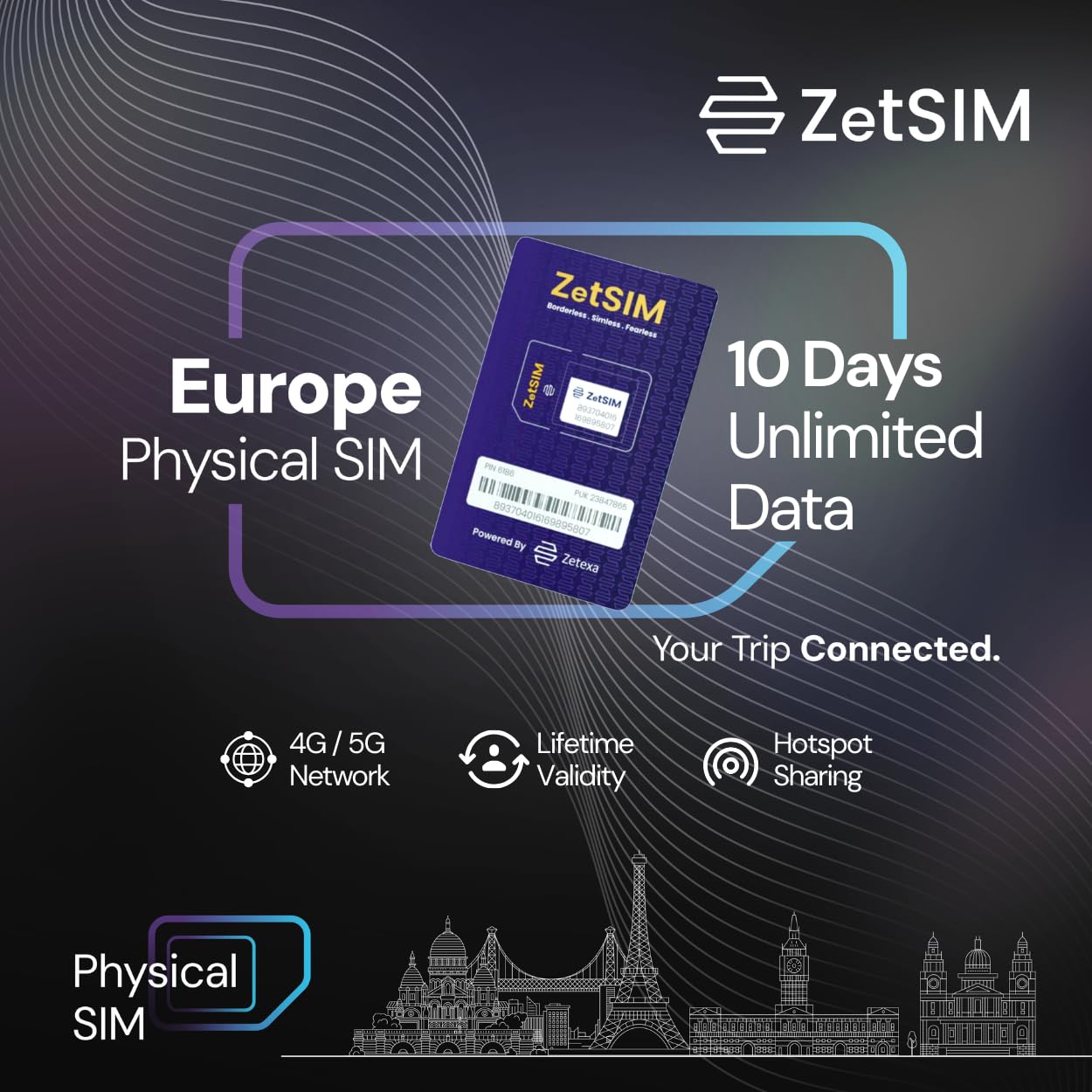 Europe SIM Card | Unlimited Data for 10 Days | 5G/4G LTE Prepaid Travel eSIM for 39 Countries | One SIM for Lifetime | Easy Top-Up via App | Hotspot Sharing Supported-image-38