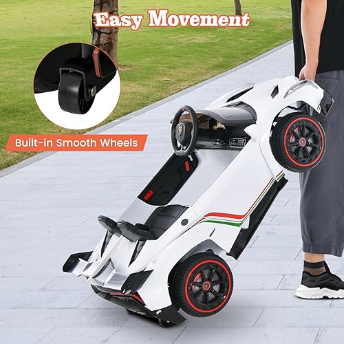 Miniatura 8 de Costzon Lamborghini - Vehículo deportivo 4WD con licencia de 12 V con control remoto, 3 velocidades, puertas hidráulicas, luces LED, rueda de