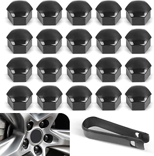 Pack-21 Car Tire Screw Cover, 0.74 "/19 mm Wheel Nut Anti-Rust and Dust Protection Cover with Disassembly Tool, Plastic Anti-Theft Bolt Decorative Cap, Universal for Most Cars Trucks (Black)
