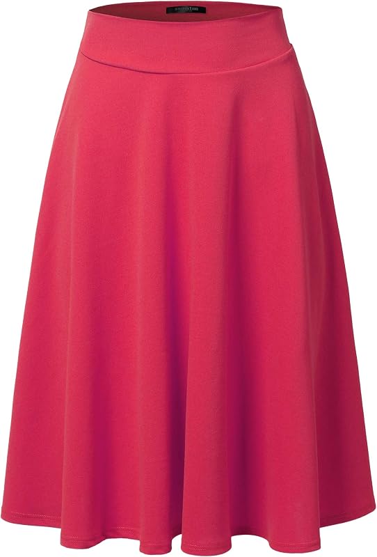 SSOULM Saia midi em linha A com cintura alta, modelo SSK004