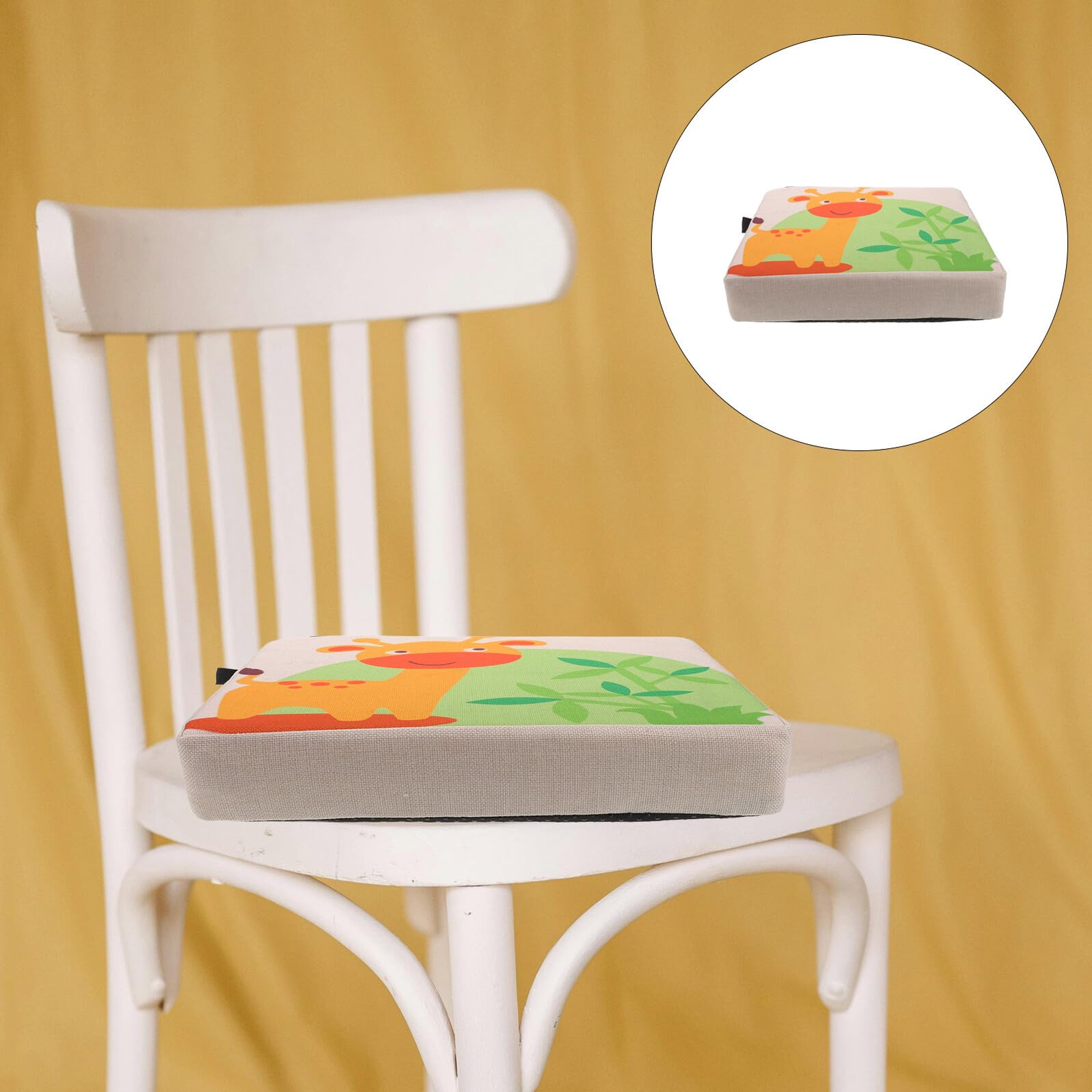 Cuscino Rialzo Sedia in Lino Stampato Imbottitura Ergonomica e Traspirante Alzasedia Lavabile per Supporto Posturale per Pranzo e Studio Design Giraffa