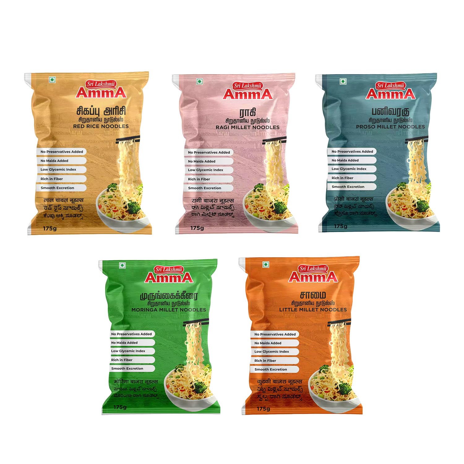 Sri Lakshmi Amma Millet Noodles | (Red Rice, Ragi, Proso, Moringa, Little) | (175 Grams) | Pack of V | Healthy Noodles (B09MB369TW) Amazon Price History, Amazon Price Tracker